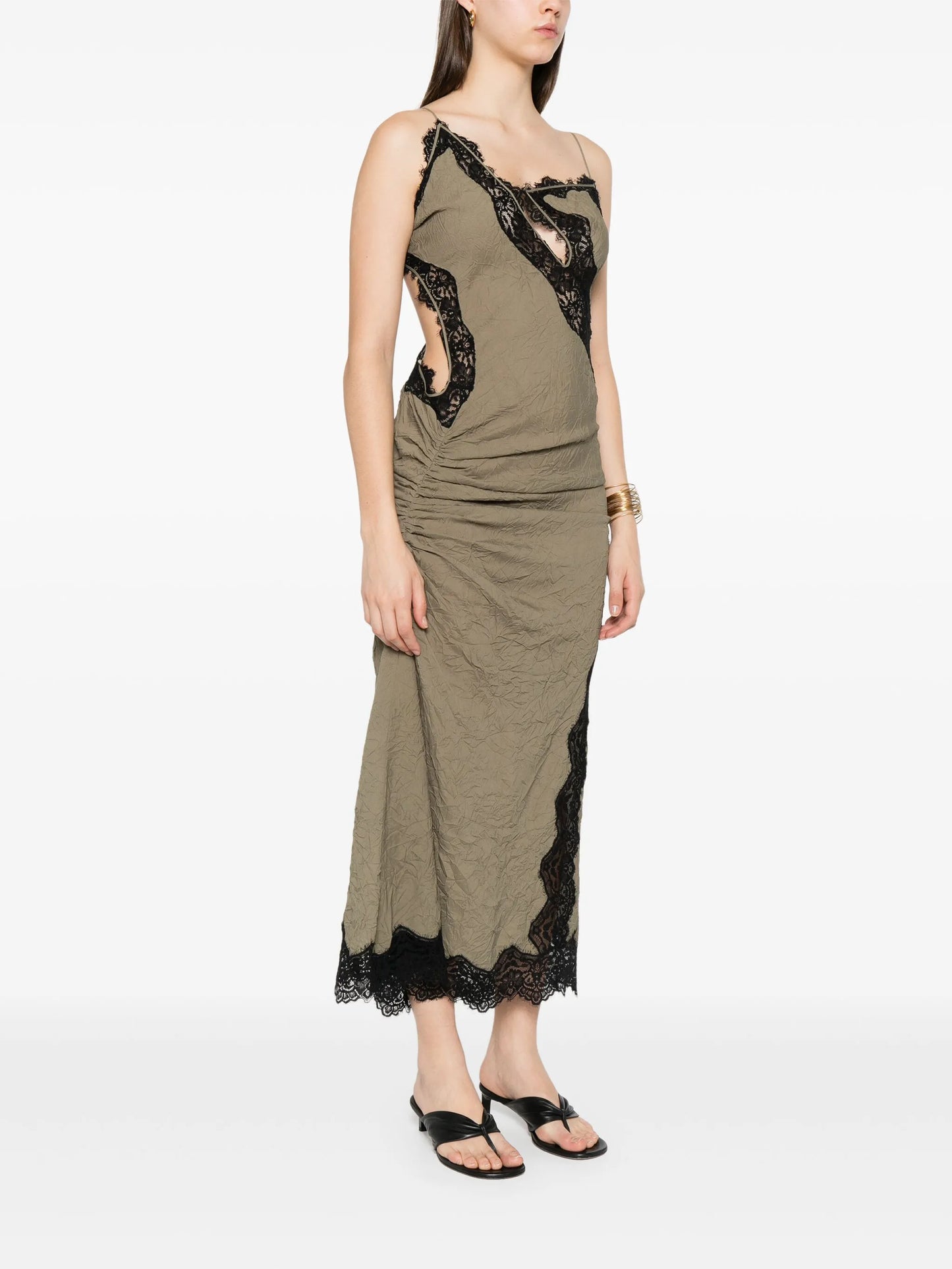 lace-detailing midi dress