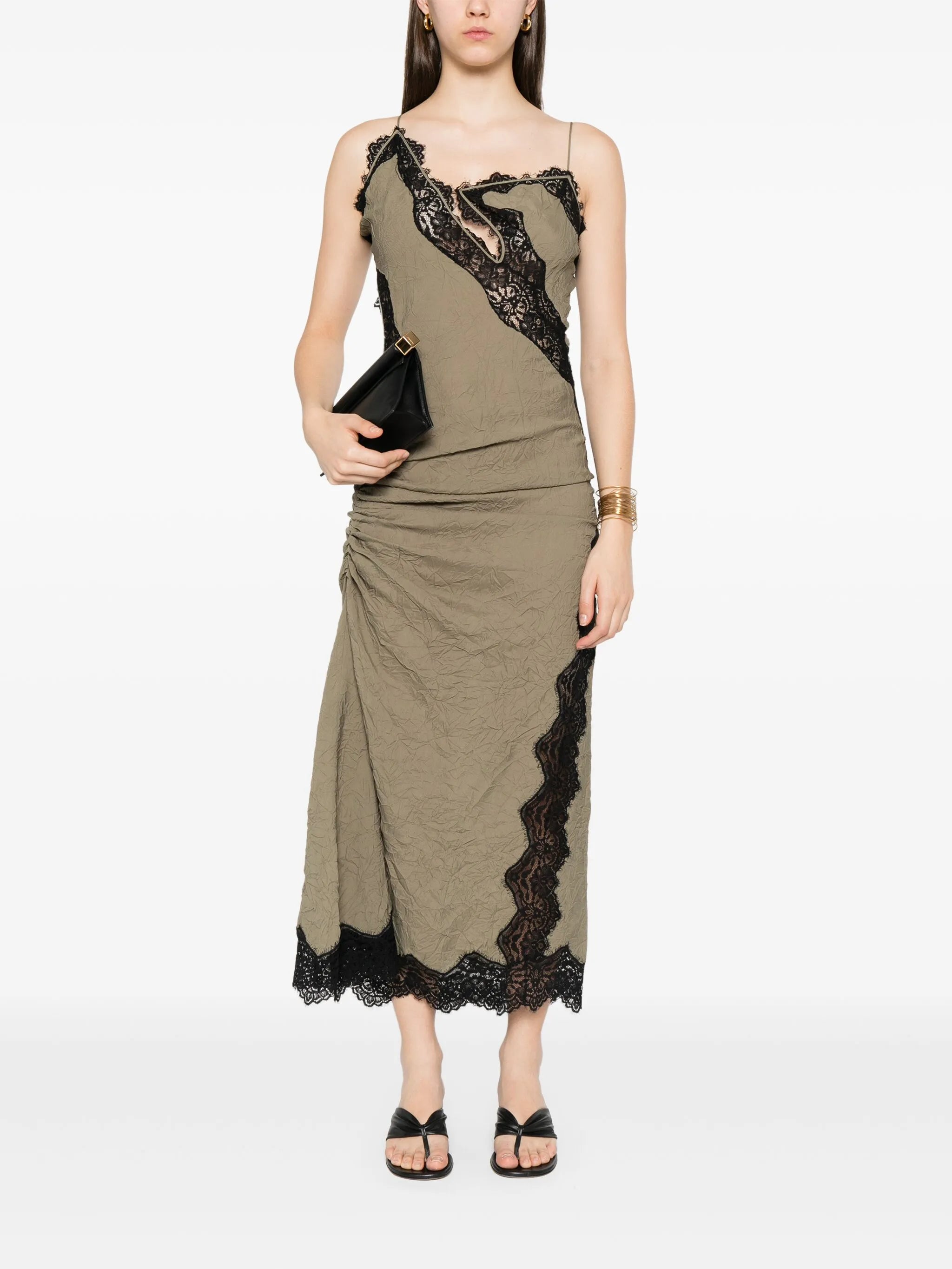 lace-detailing midi dress