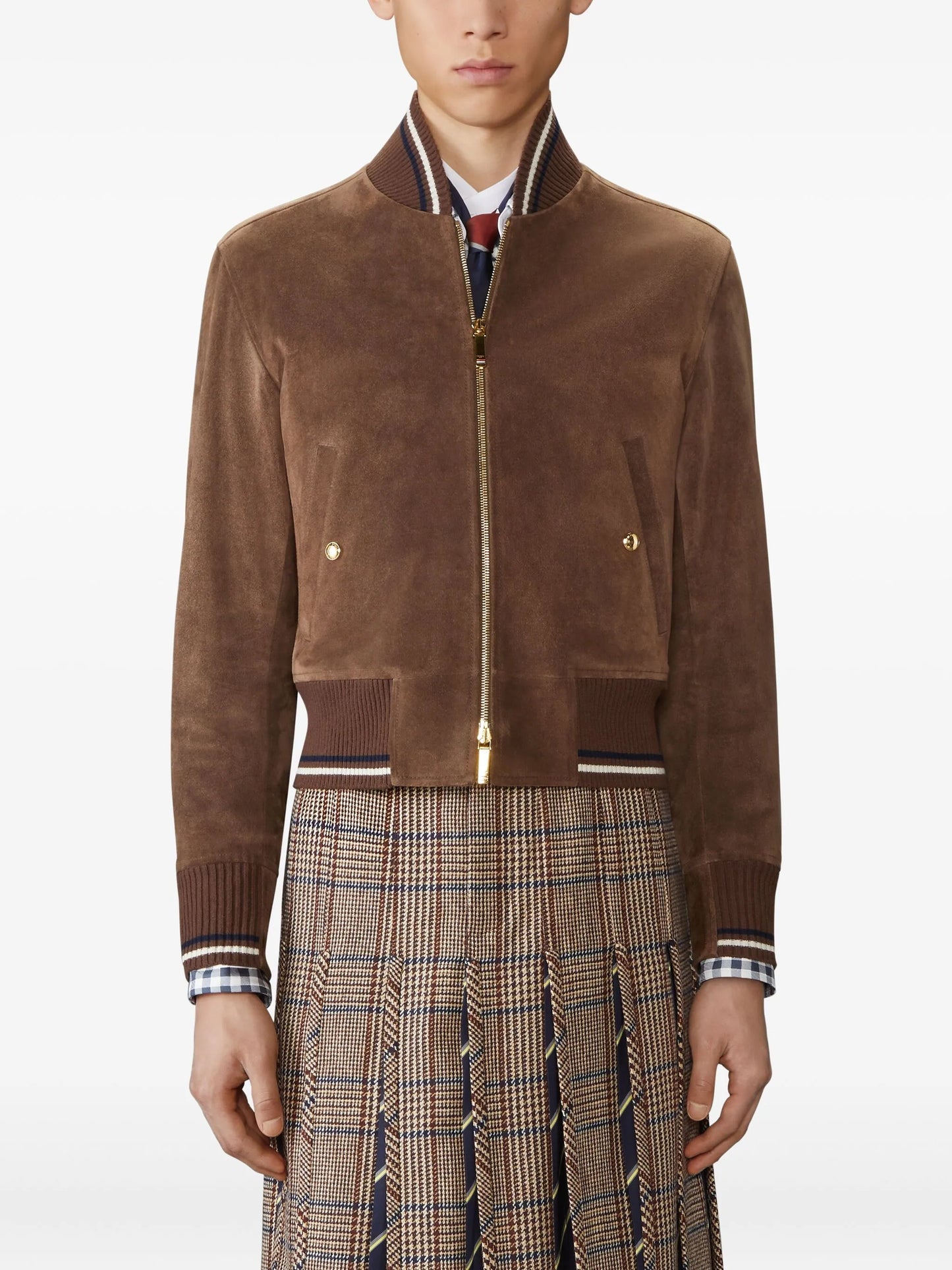 suede knit rib blouson jacket
