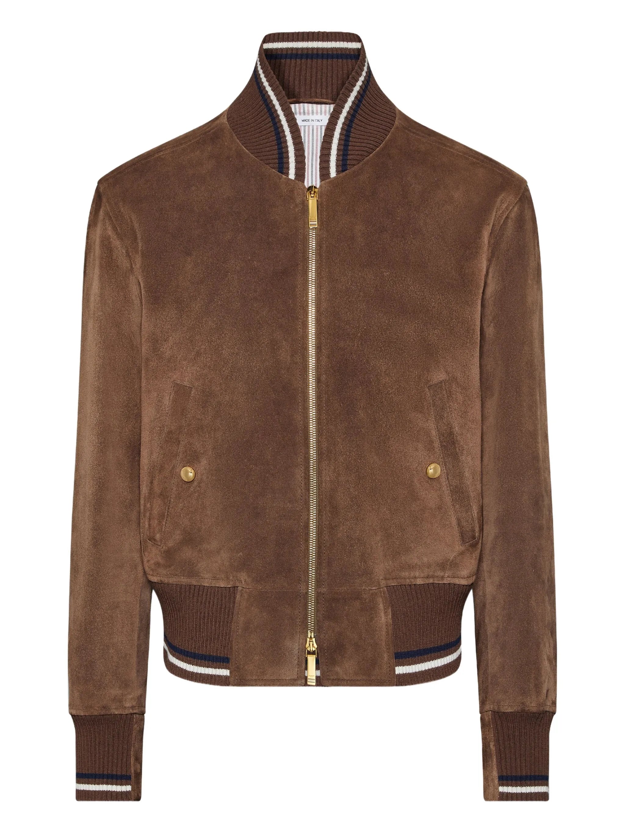 suede knit rib blouson jacket