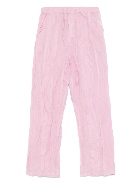 crushed multi-panelled trousers