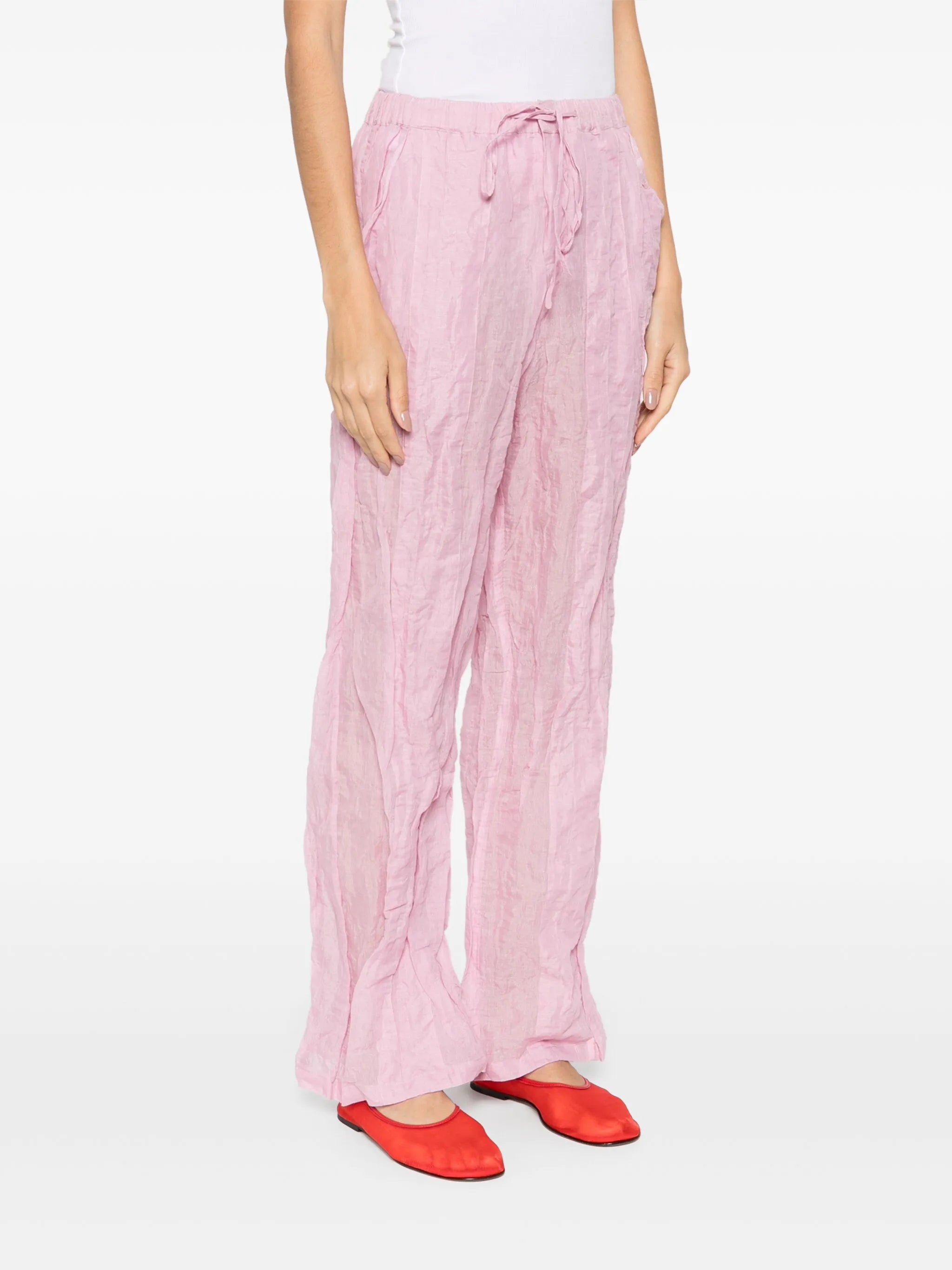 crushed multi-panelled trousers