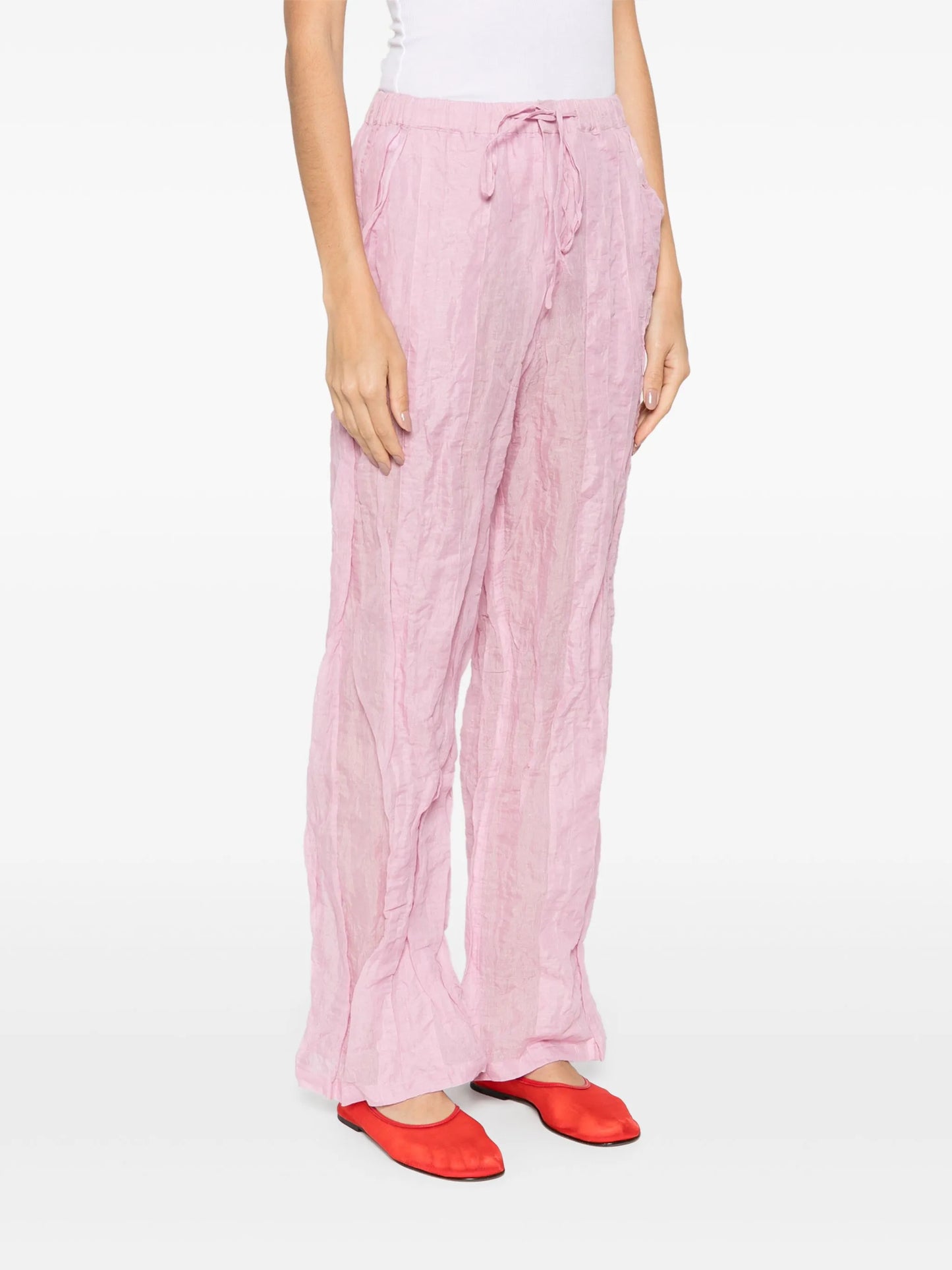 crushed multi-panelled trousers