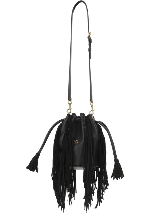 fringed leather shoulder bag