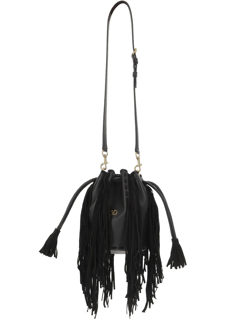 fringed leather shoulder bag