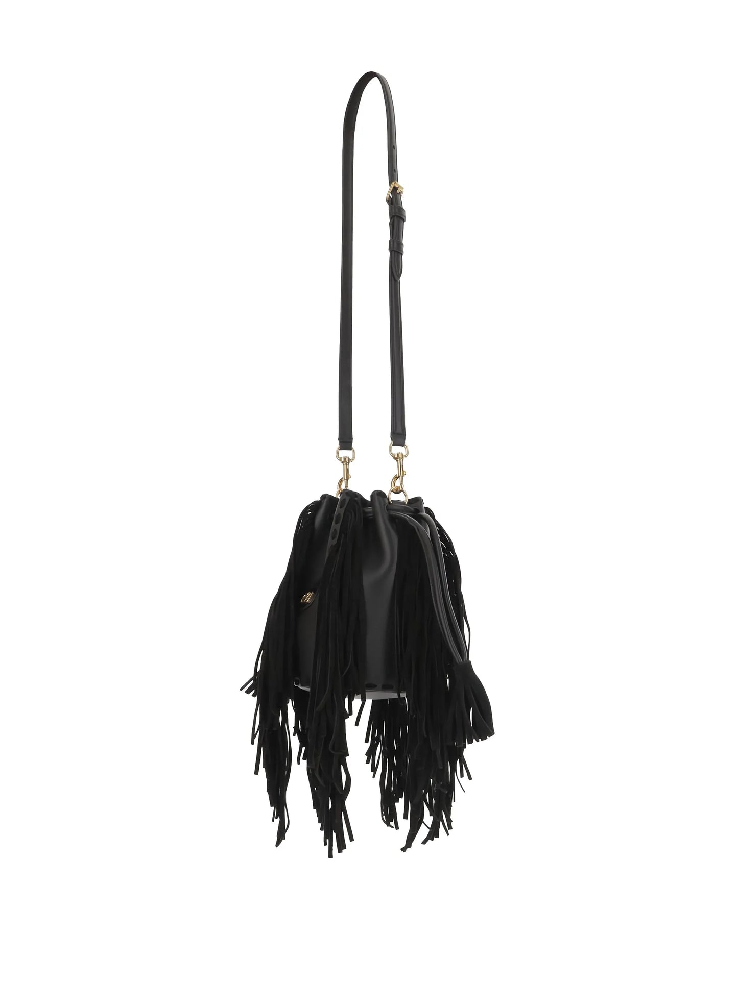 fringed leather shoulder bag