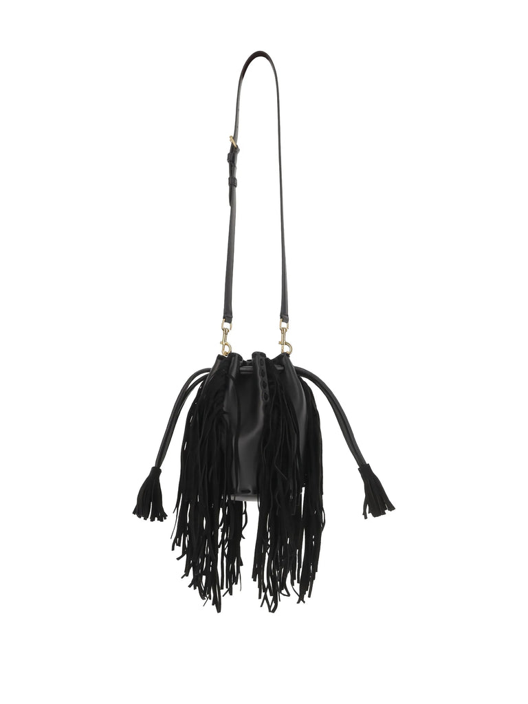 fringed leather shoulder bag
