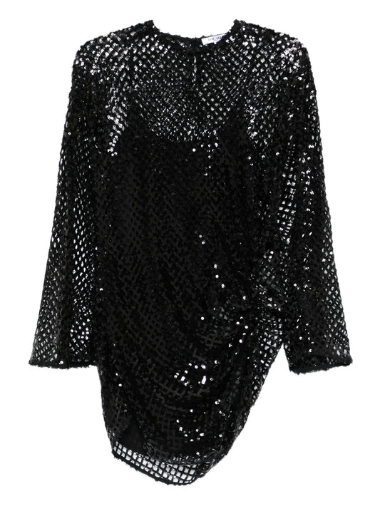 mesh rushed mini dress