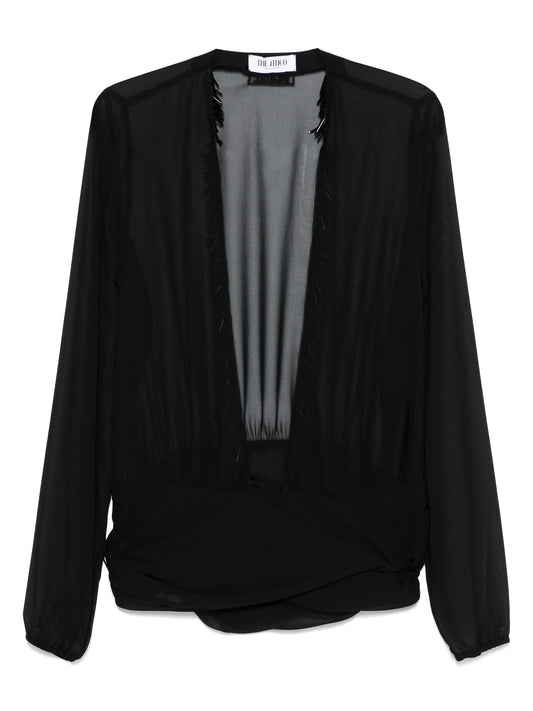 V-neck fringed blouse