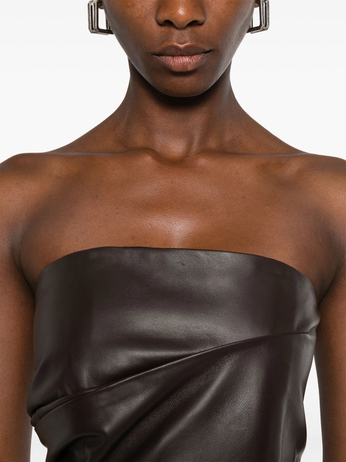 strapless draped mini dress