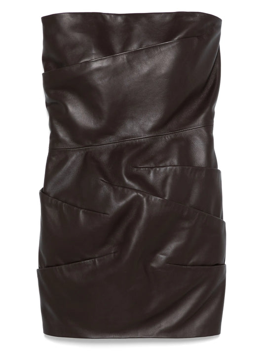strapless draped mini dress