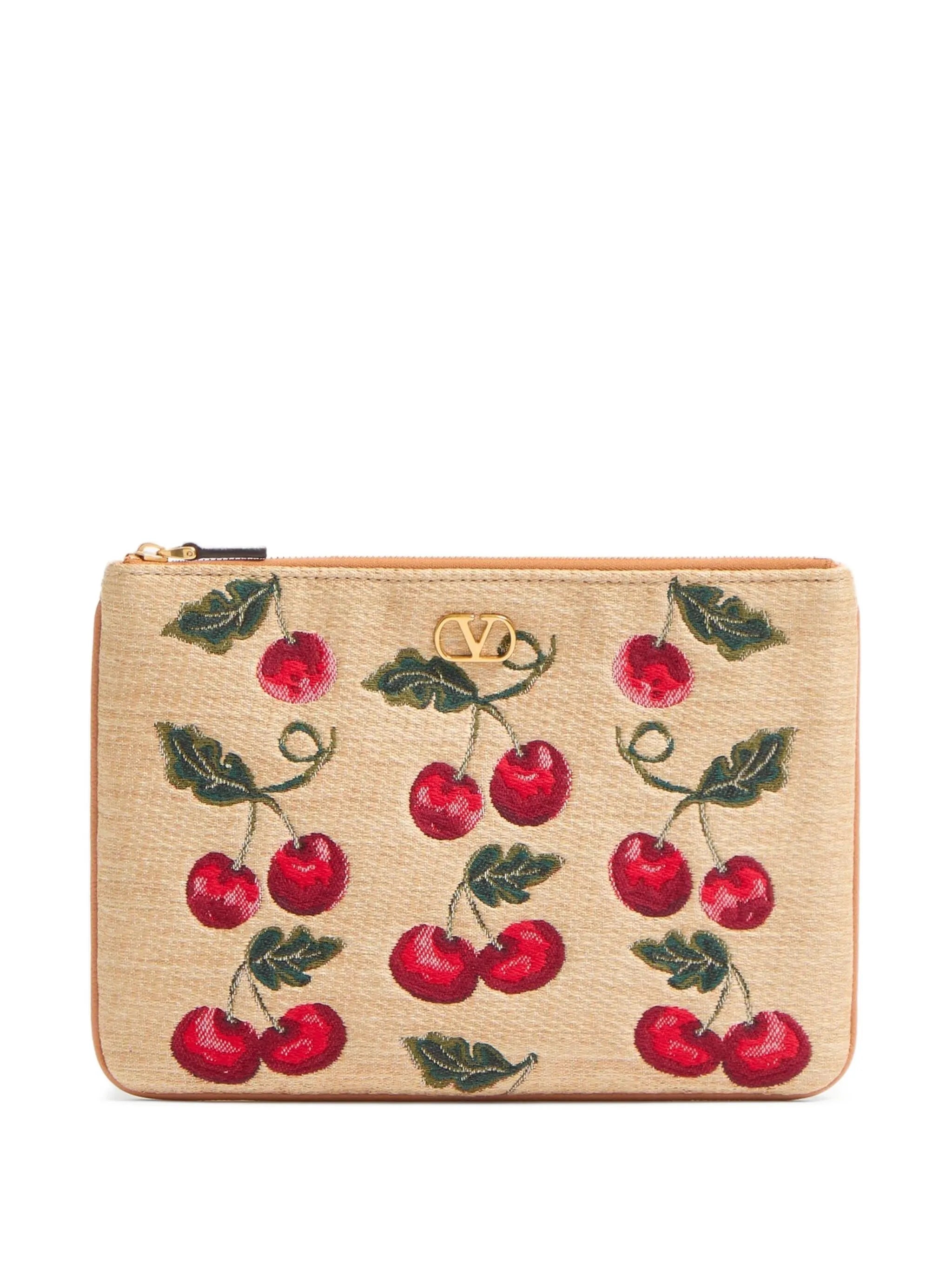 VLogo Signature Cherryfic-print clutch bag