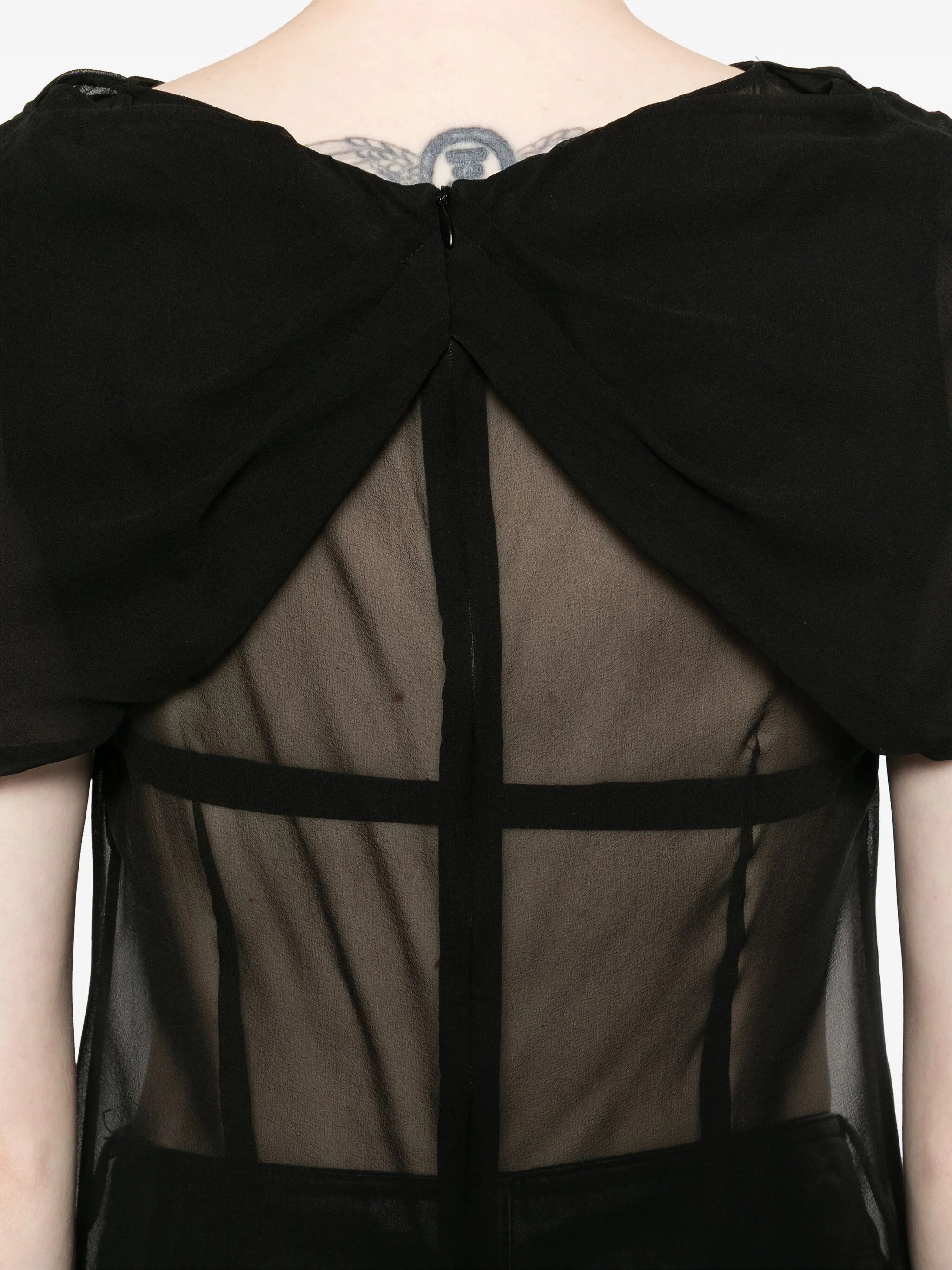 bow-detail sheer blouse