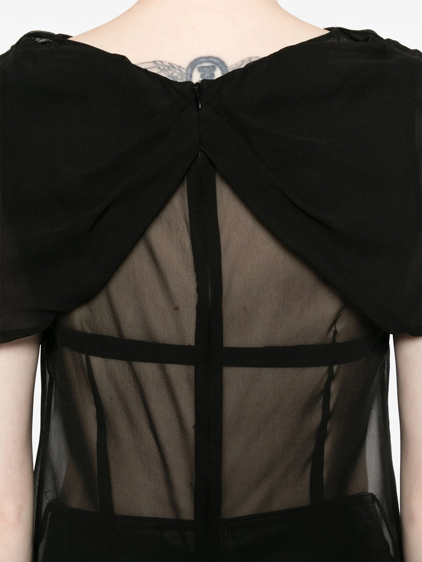 bow-detail sheer blouse