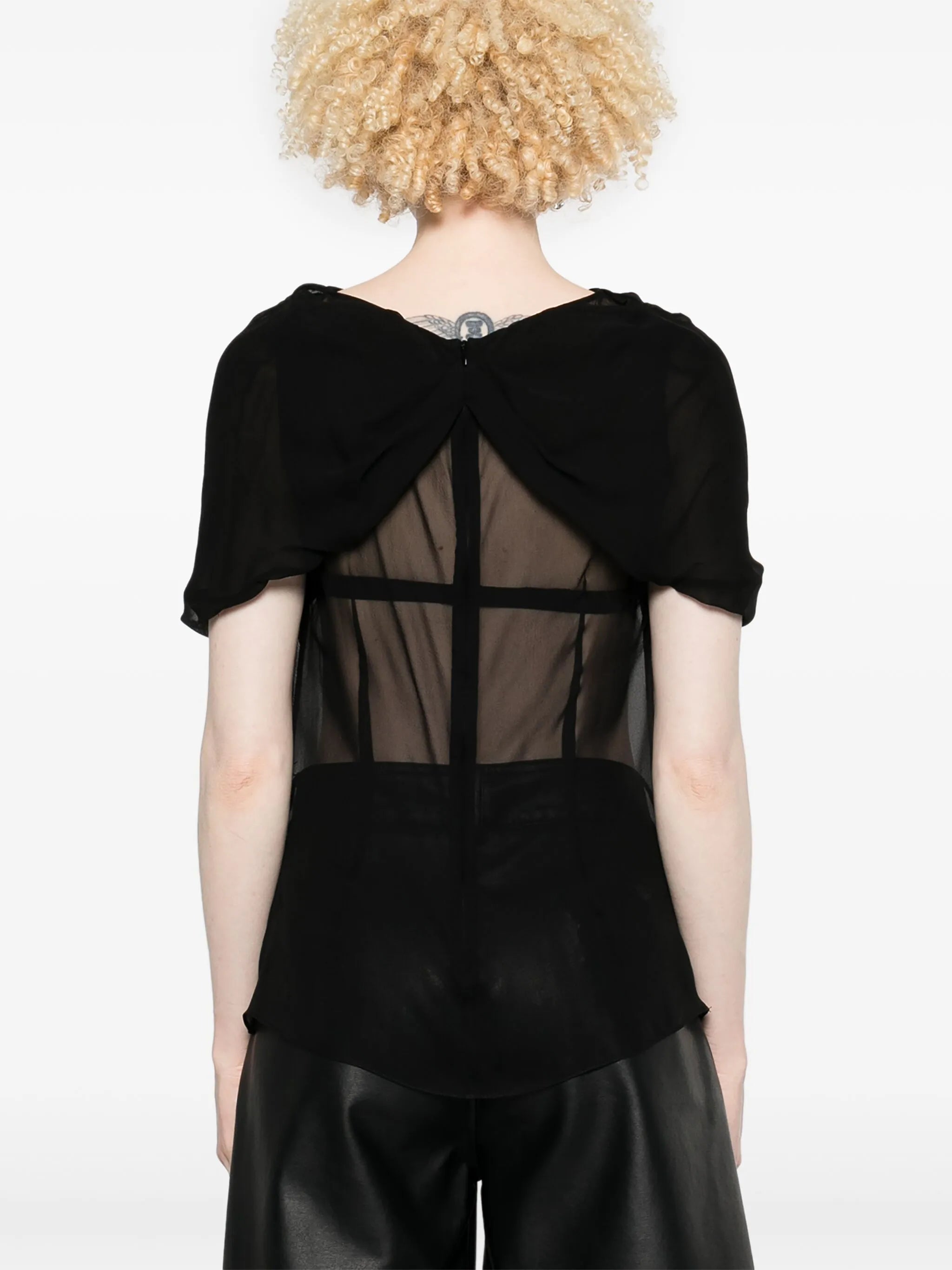 bow-detail sheer blouse