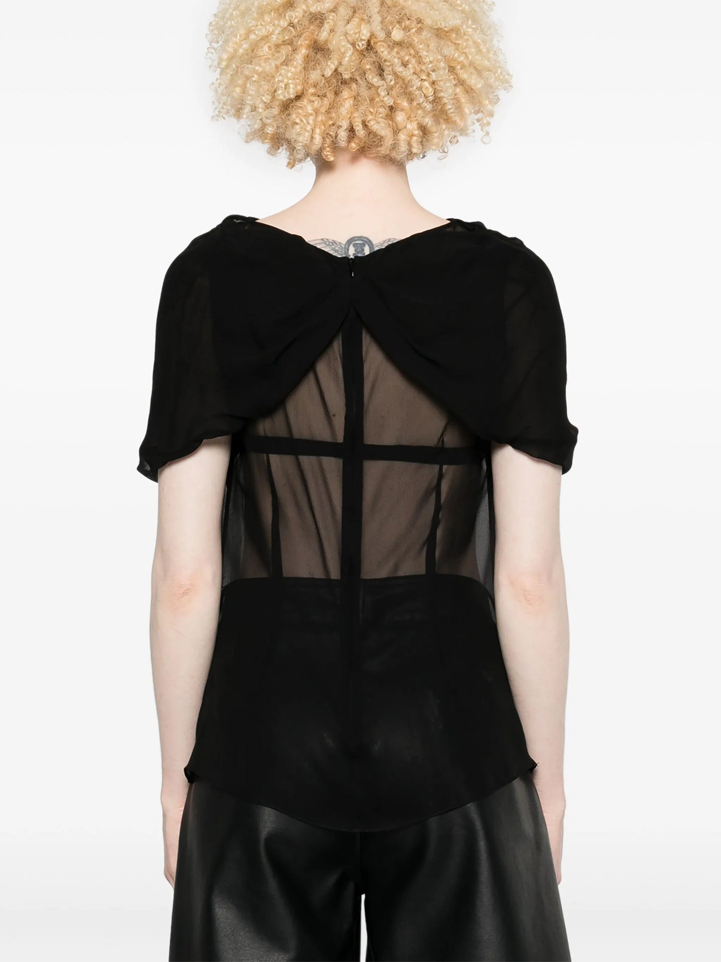 bow-detail sheer blouse