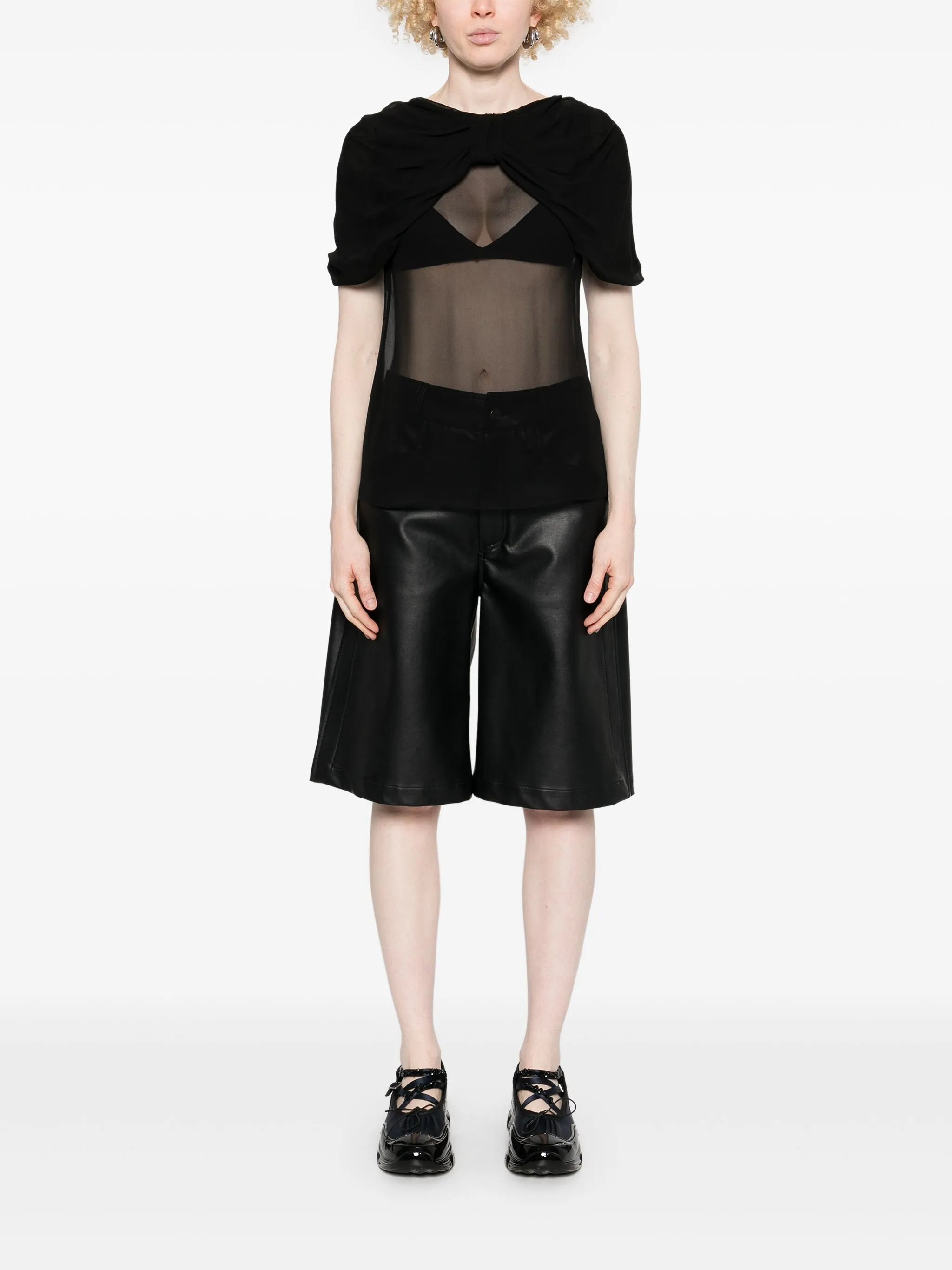 bow-detail sheer blouse