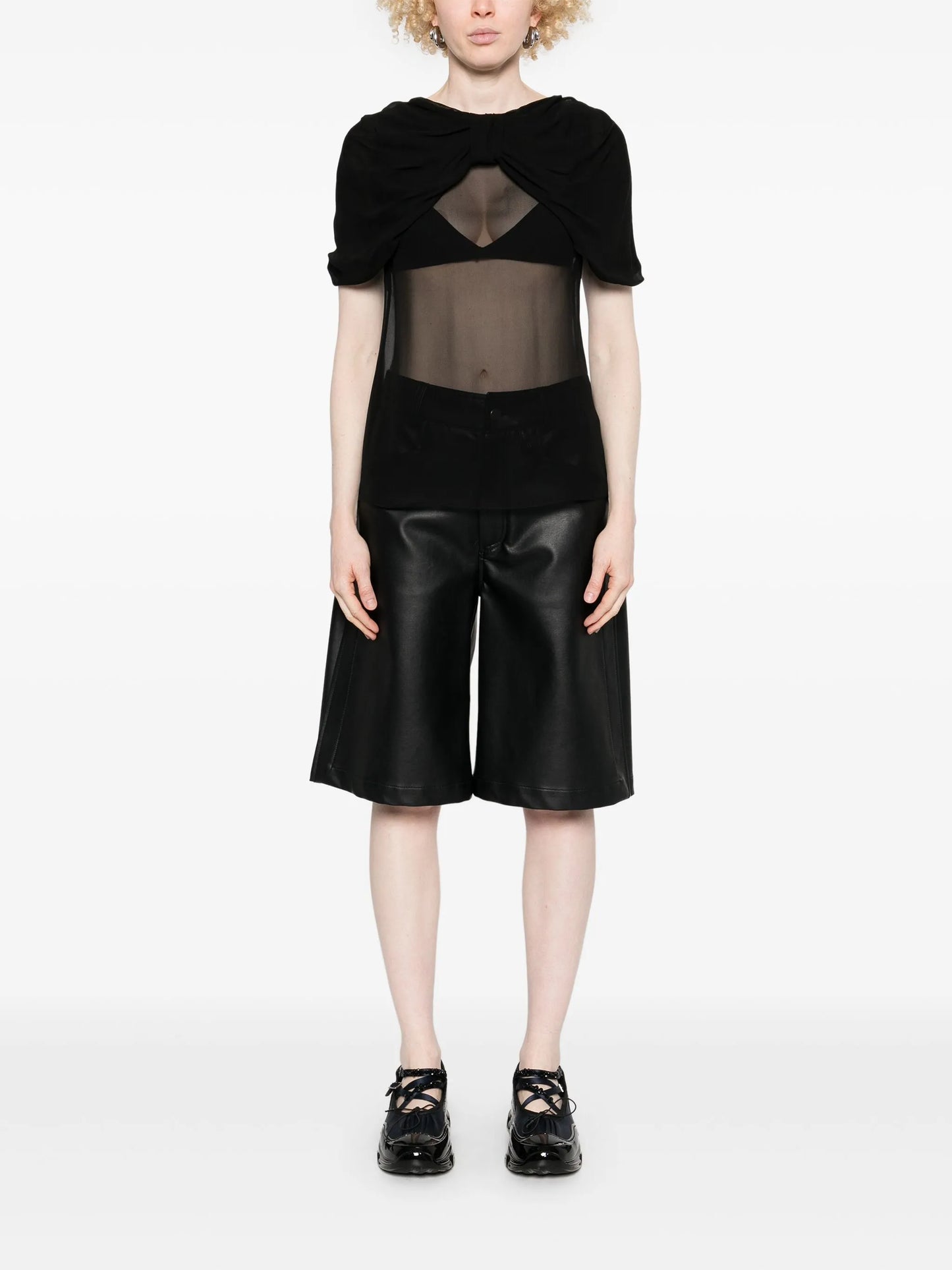 bow-detail sheer blouse