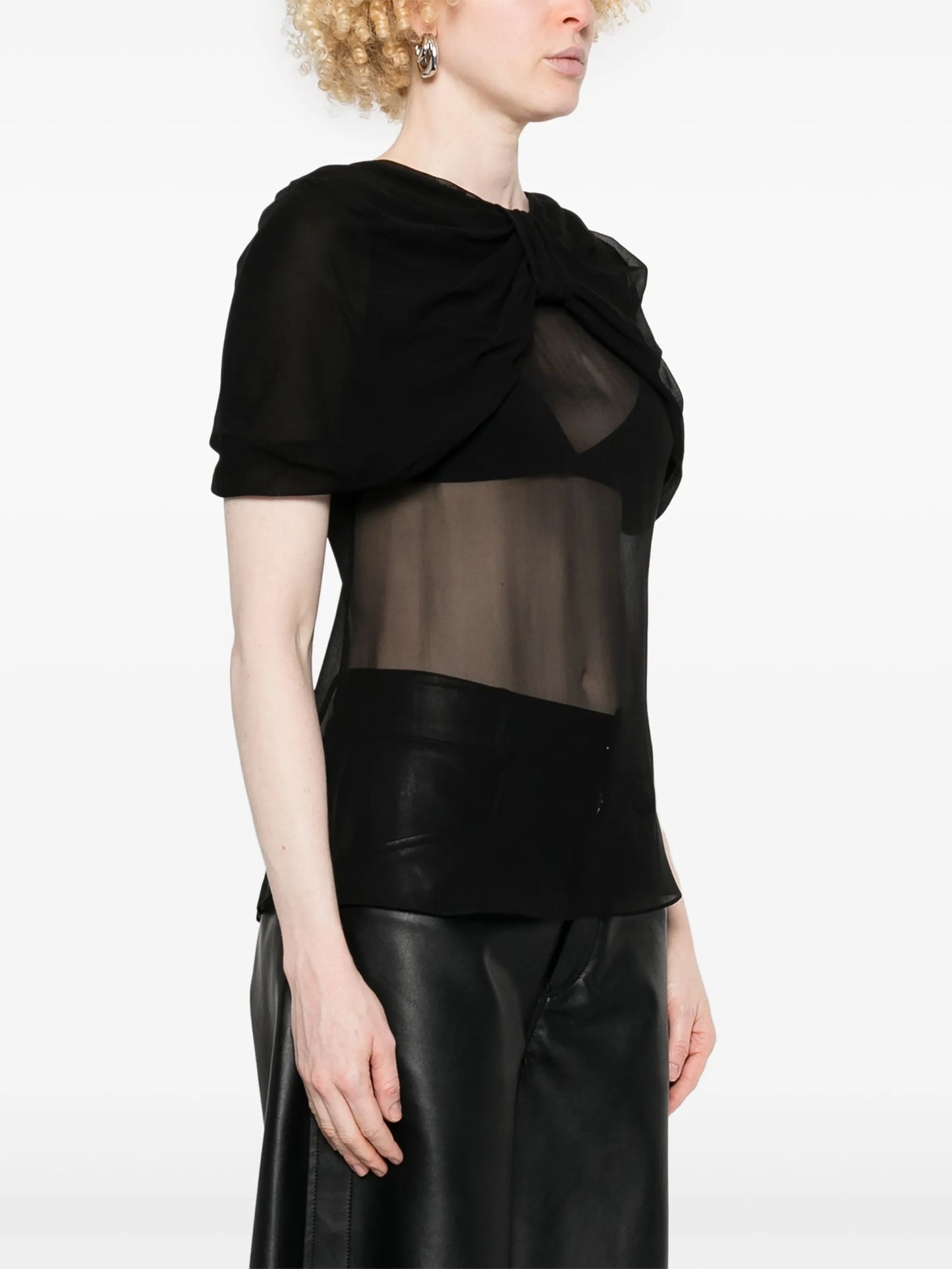 bow-detail sheer blouse