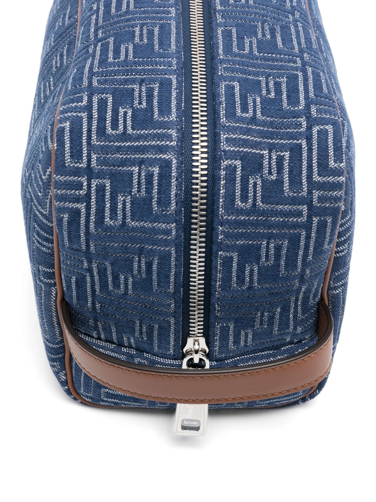 FF-print denim wash bag