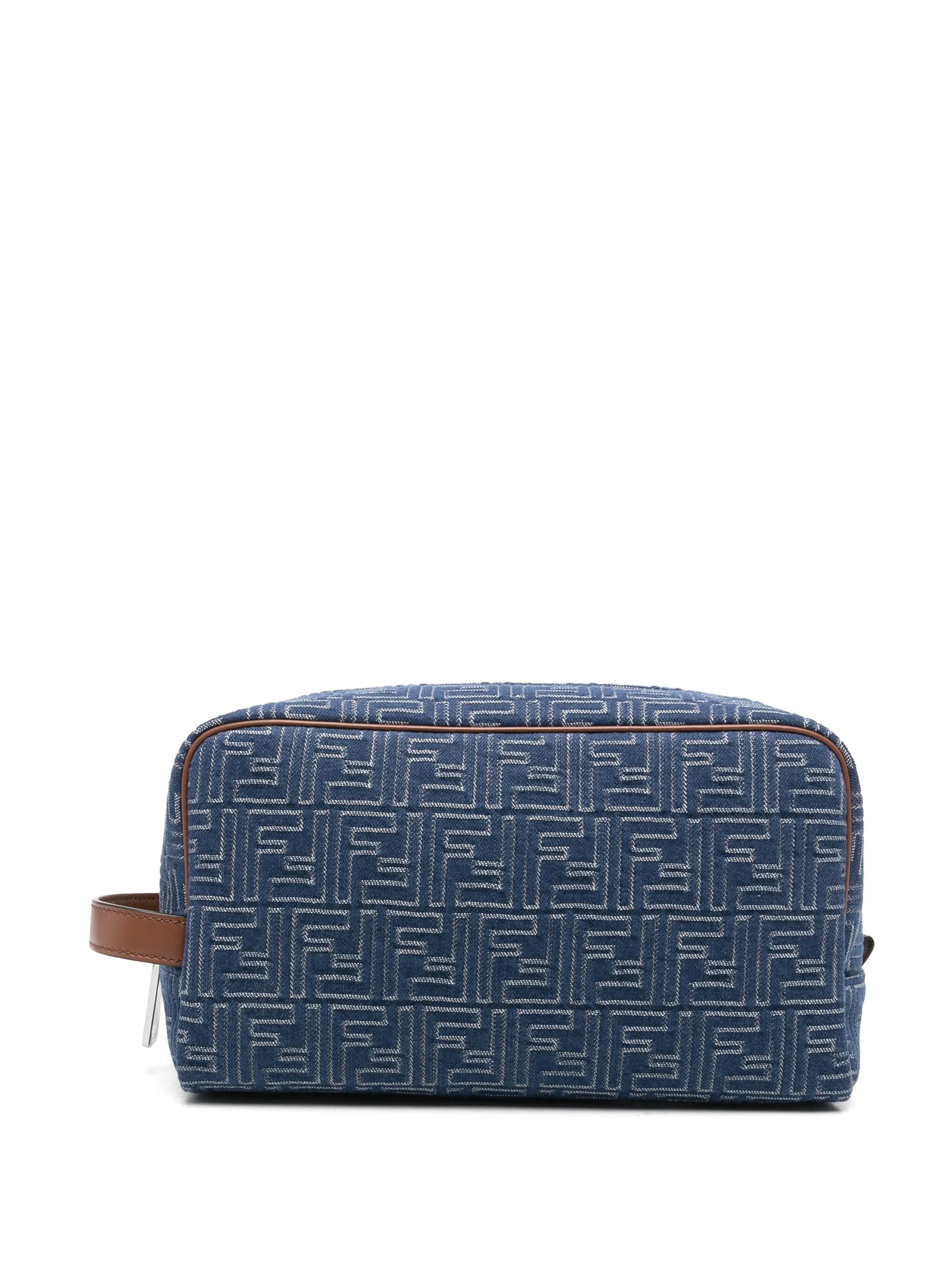 FF-print denim wash bag