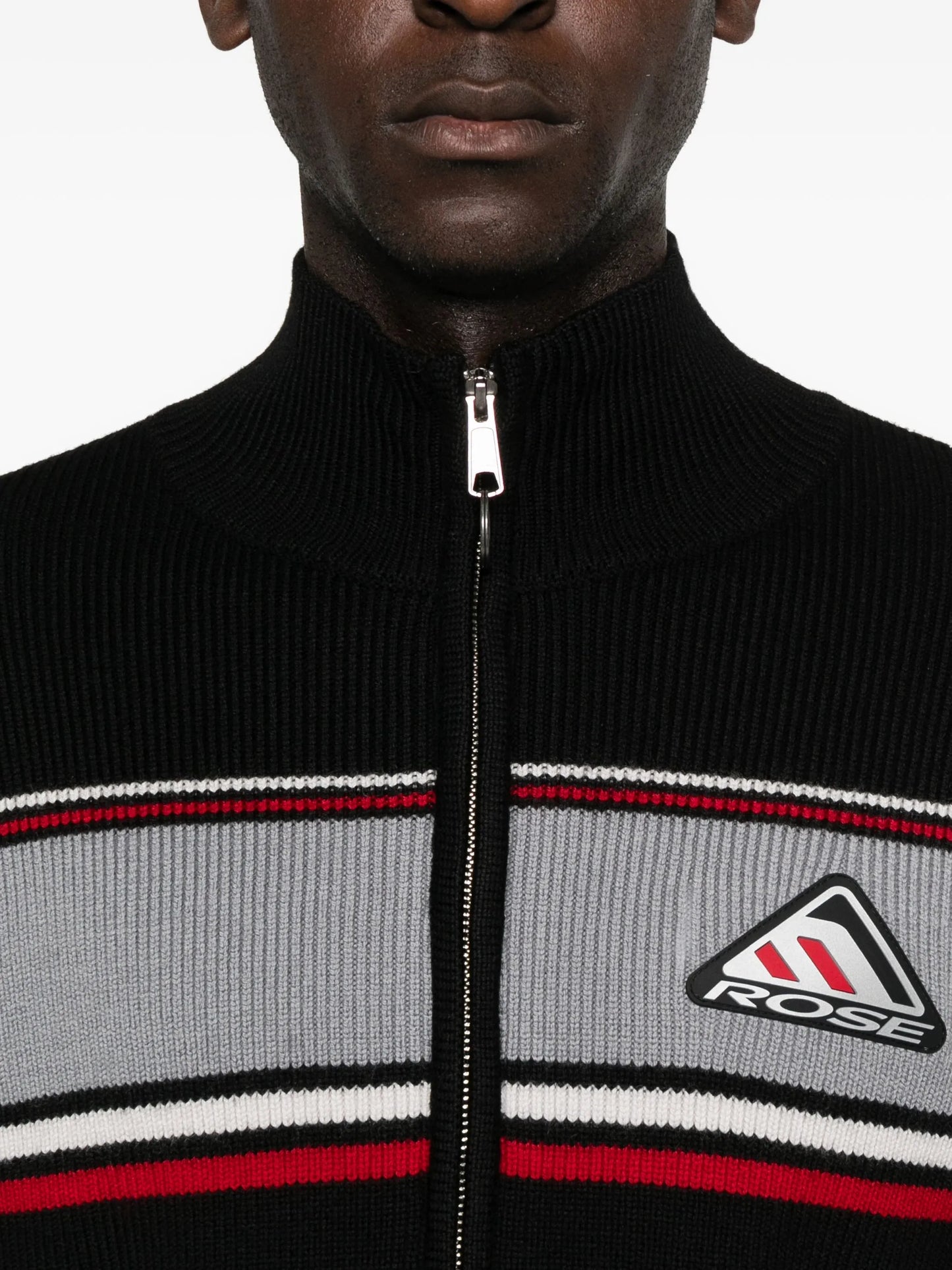 ribbed panelled zip-up jacket