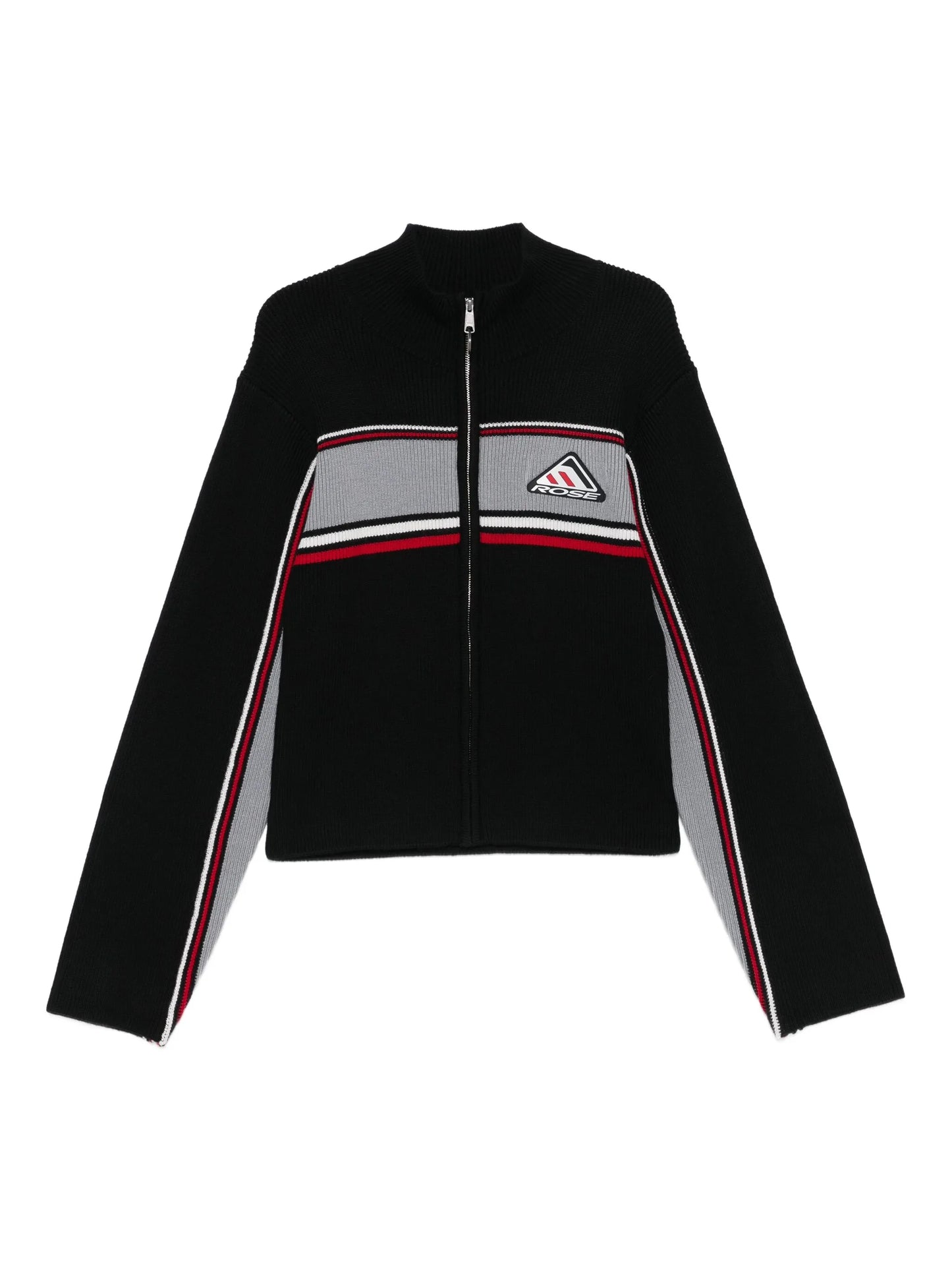 ribbed panelled zip-up jacket