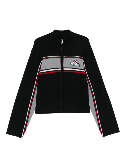 ribbed panelled zip-up jacket