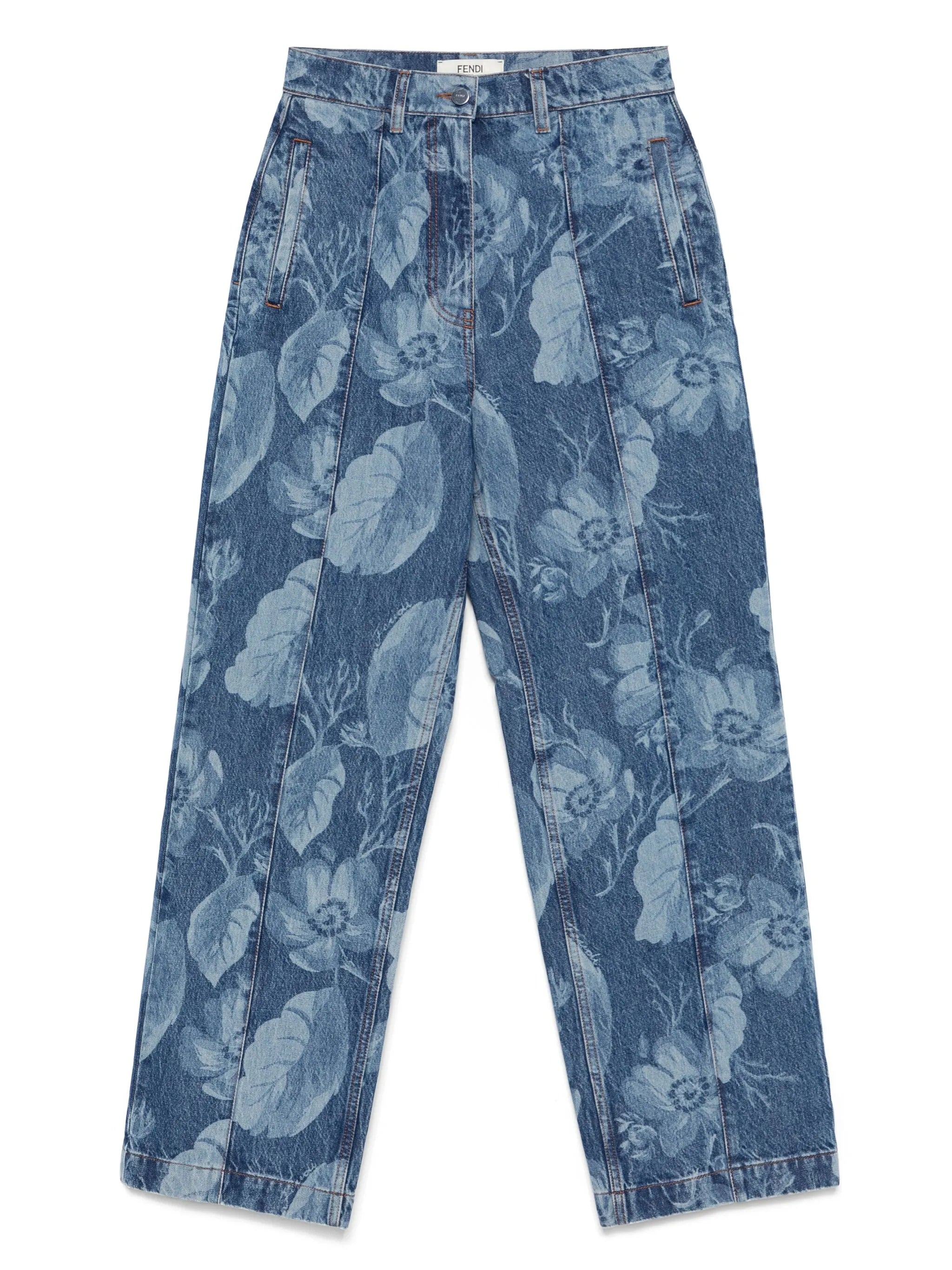 Sea Garden-print jeans
