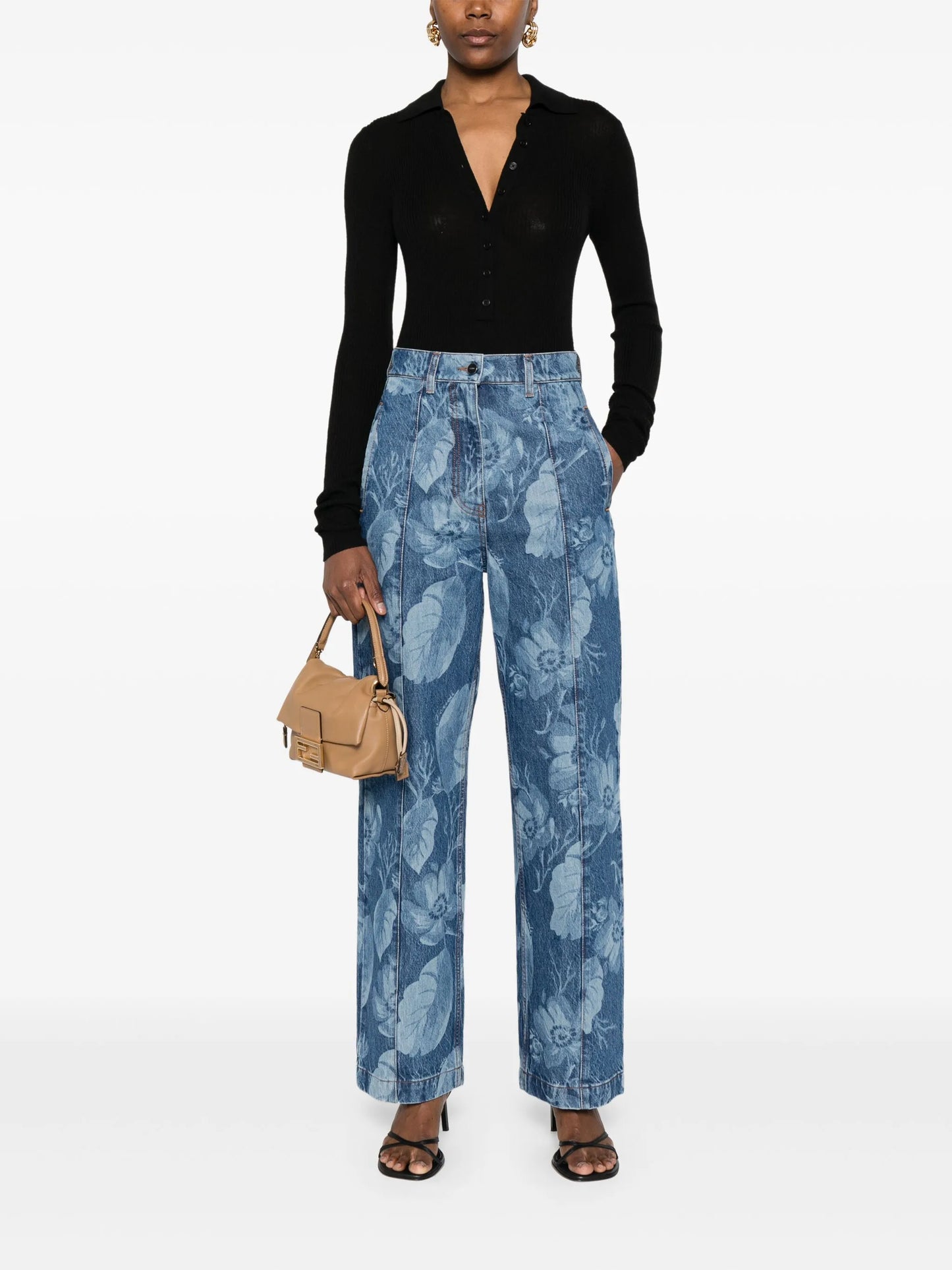 Sea Garden-print jeans