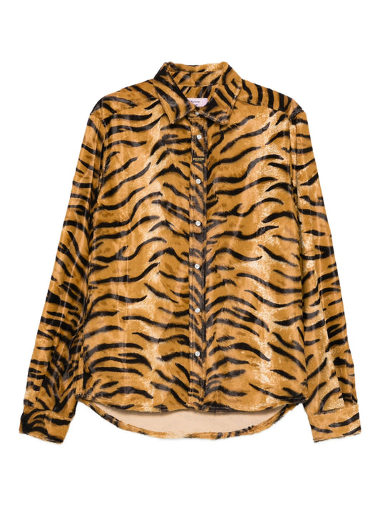 tiger-print felt shirt