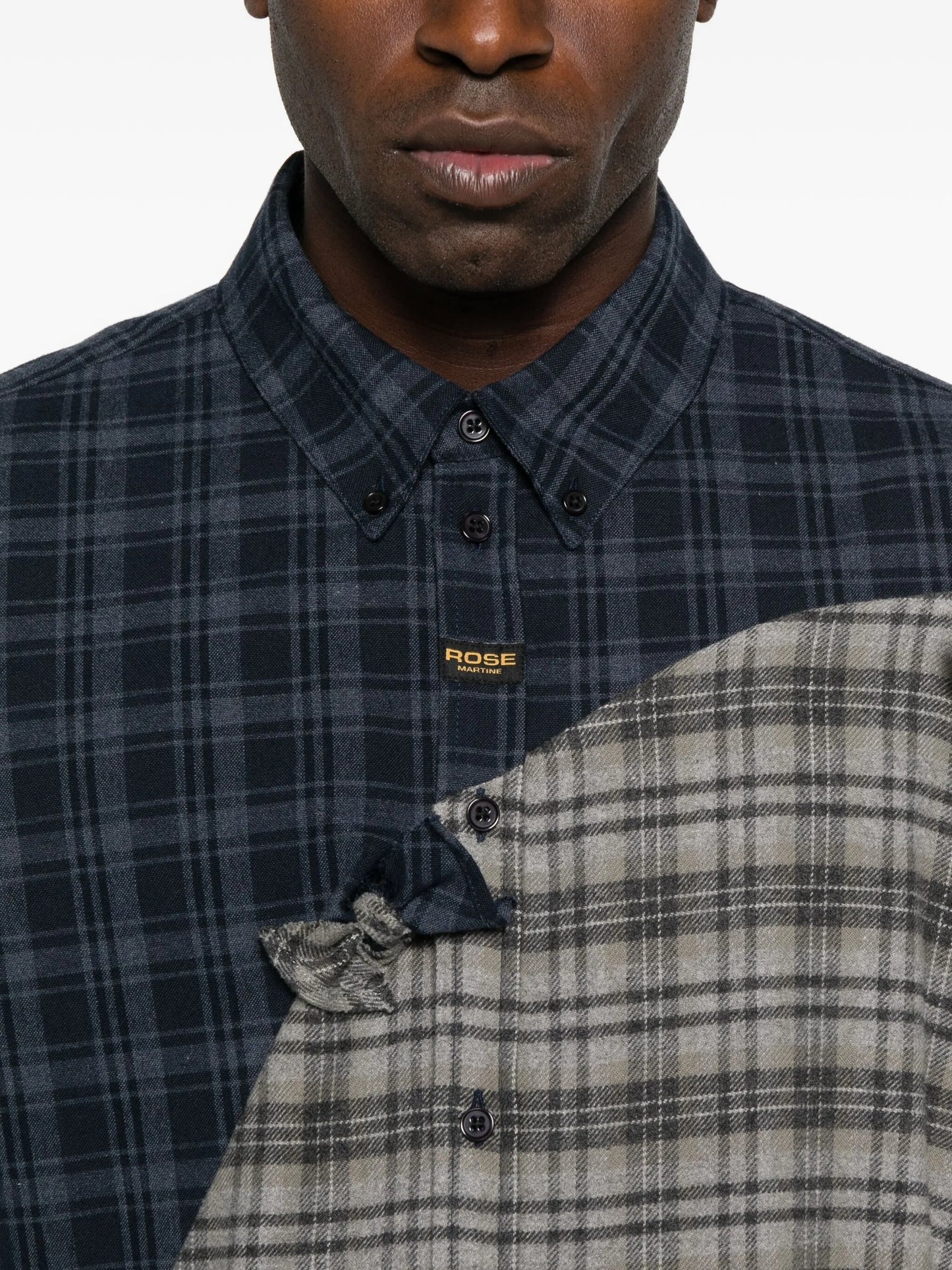 patchwork tie-detail shirt
