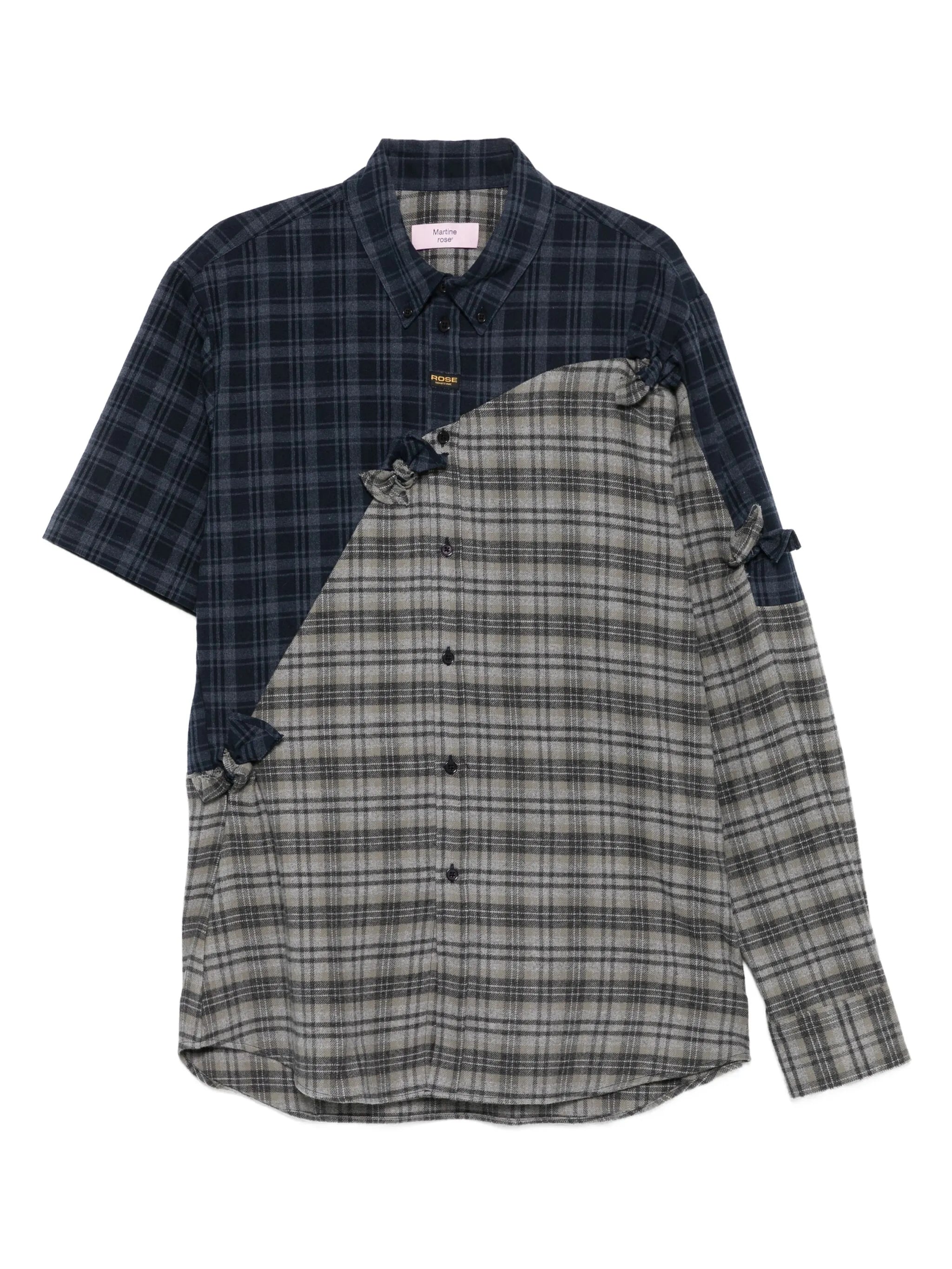 patchwork tie-detail shirt