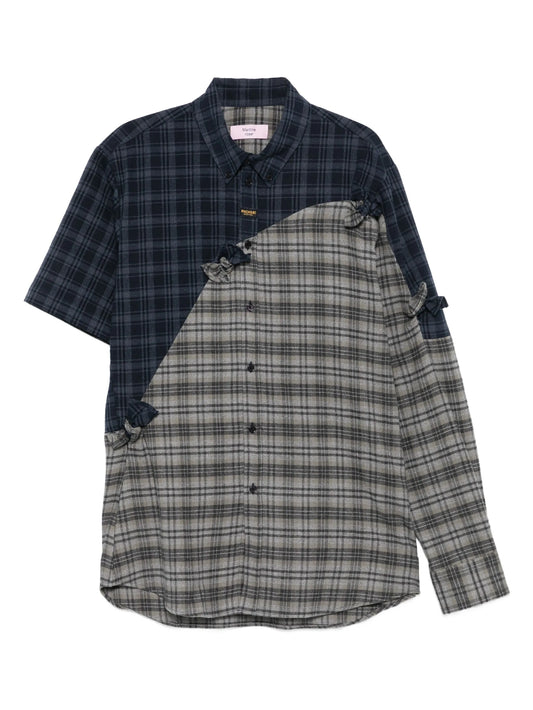 patchwork tie-detail shirt