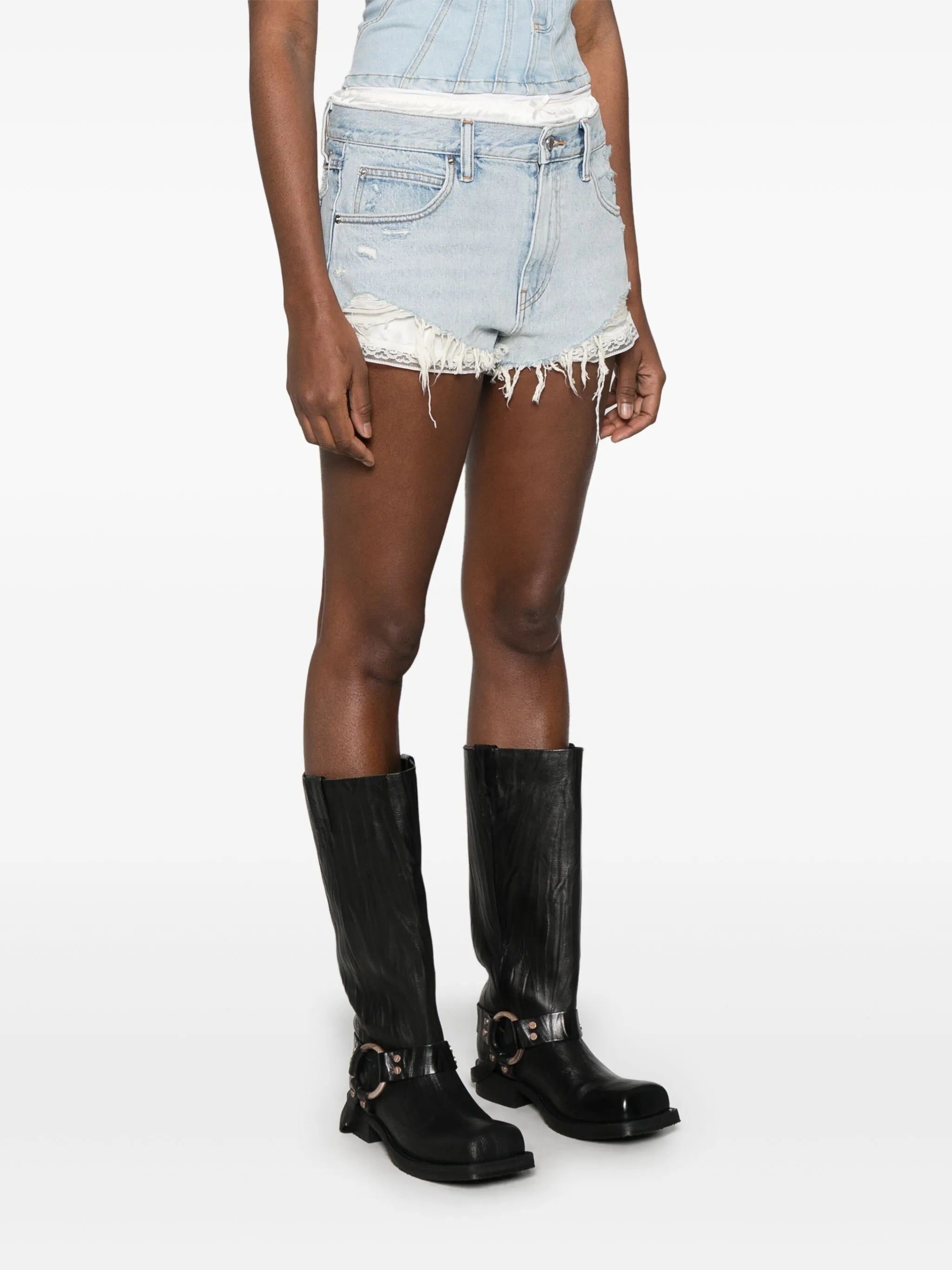 Cutoff silk-layer shorts