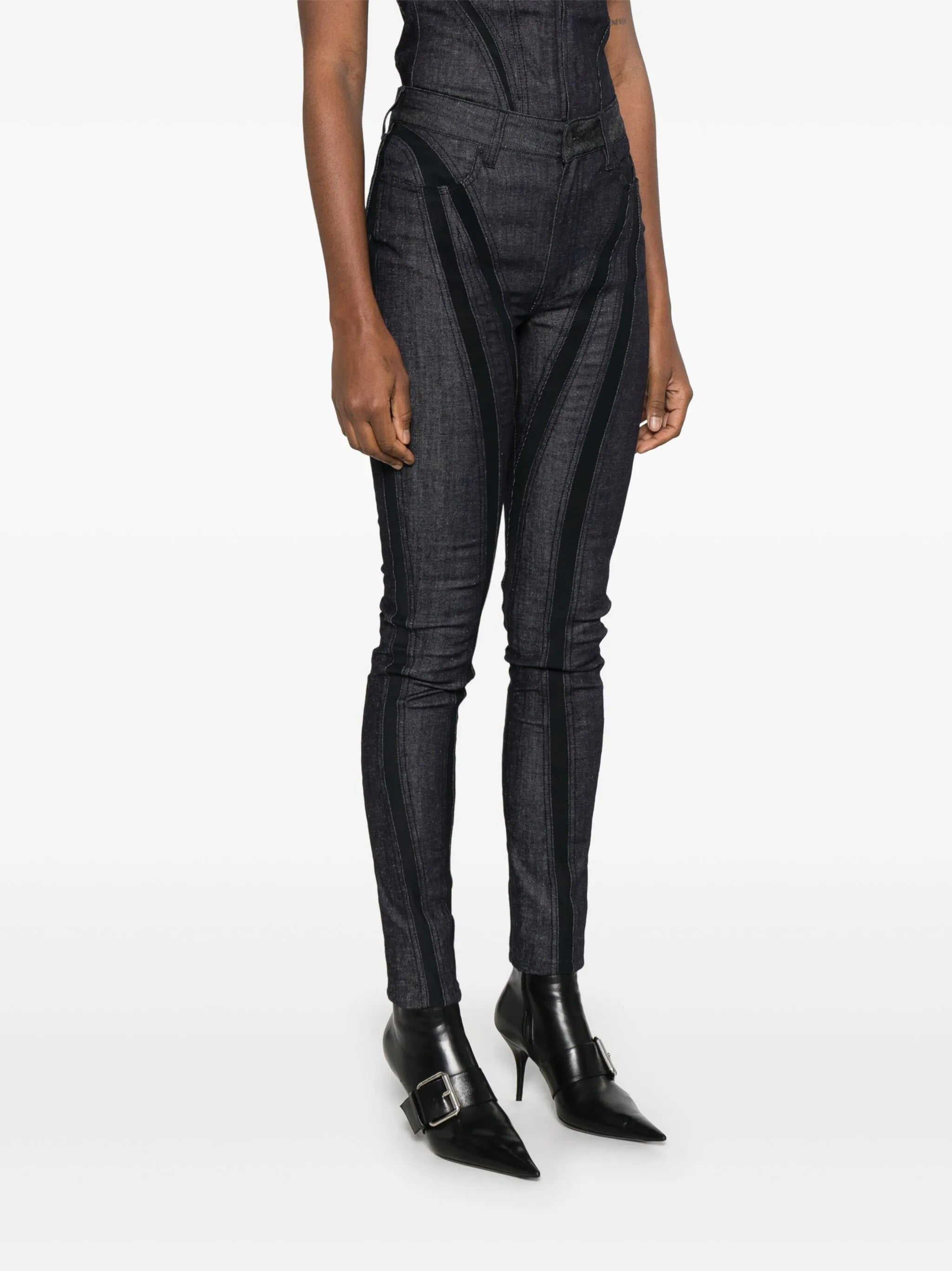 mesh-panel skinny jeans
