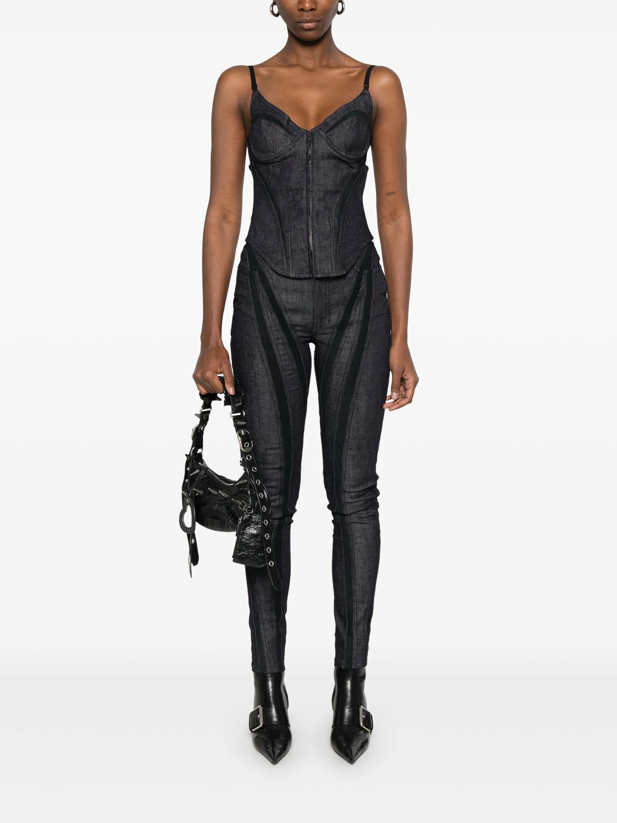 mesh-panel skinny jeans