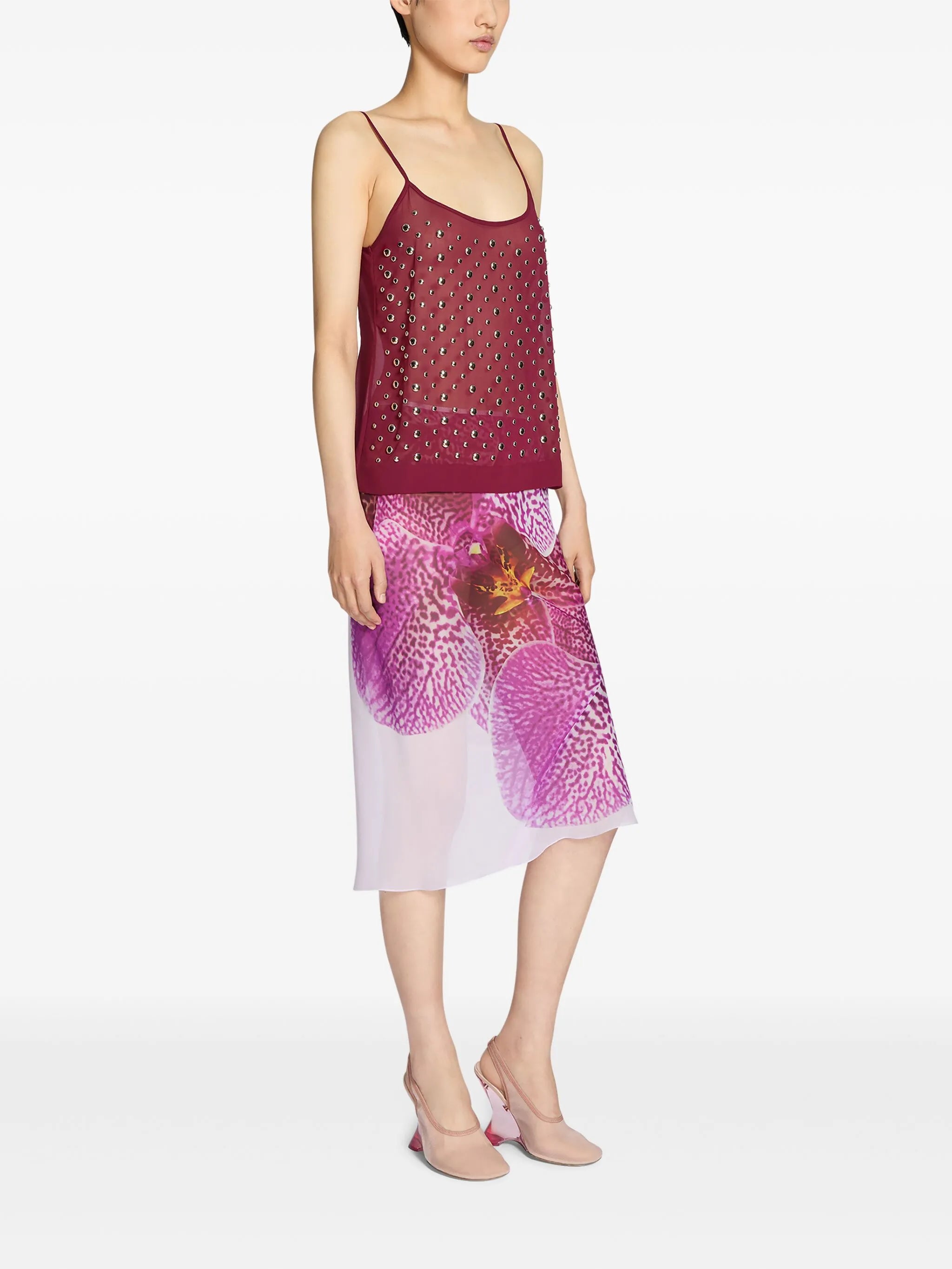 floral-print skirt