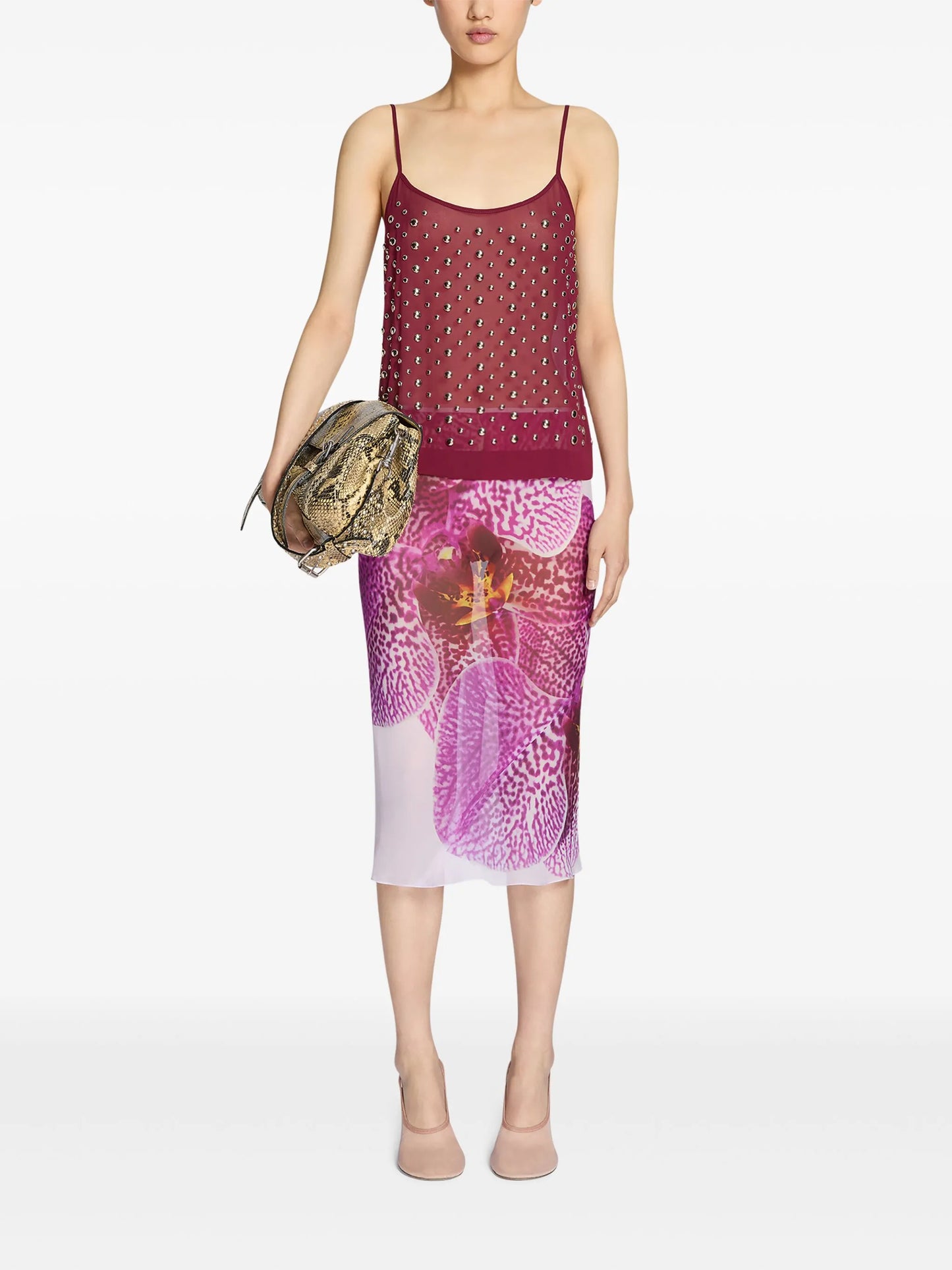 floral-print skirt