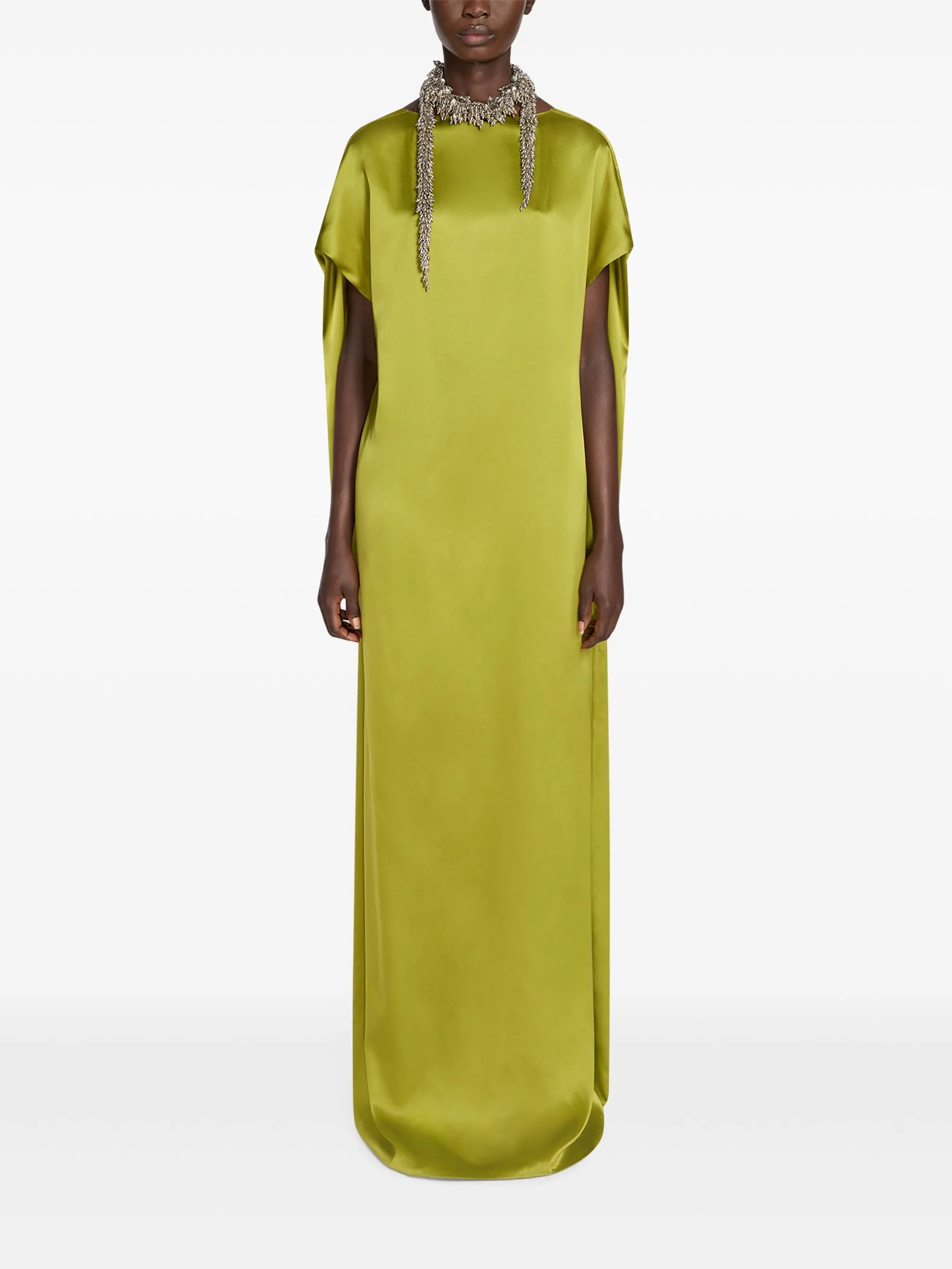 silk floor-length dress