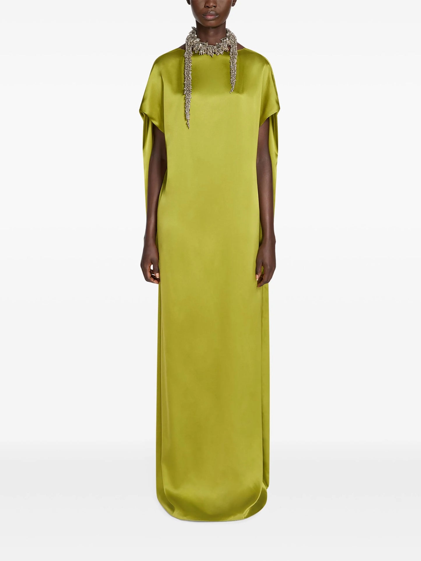 silk floor-length dress