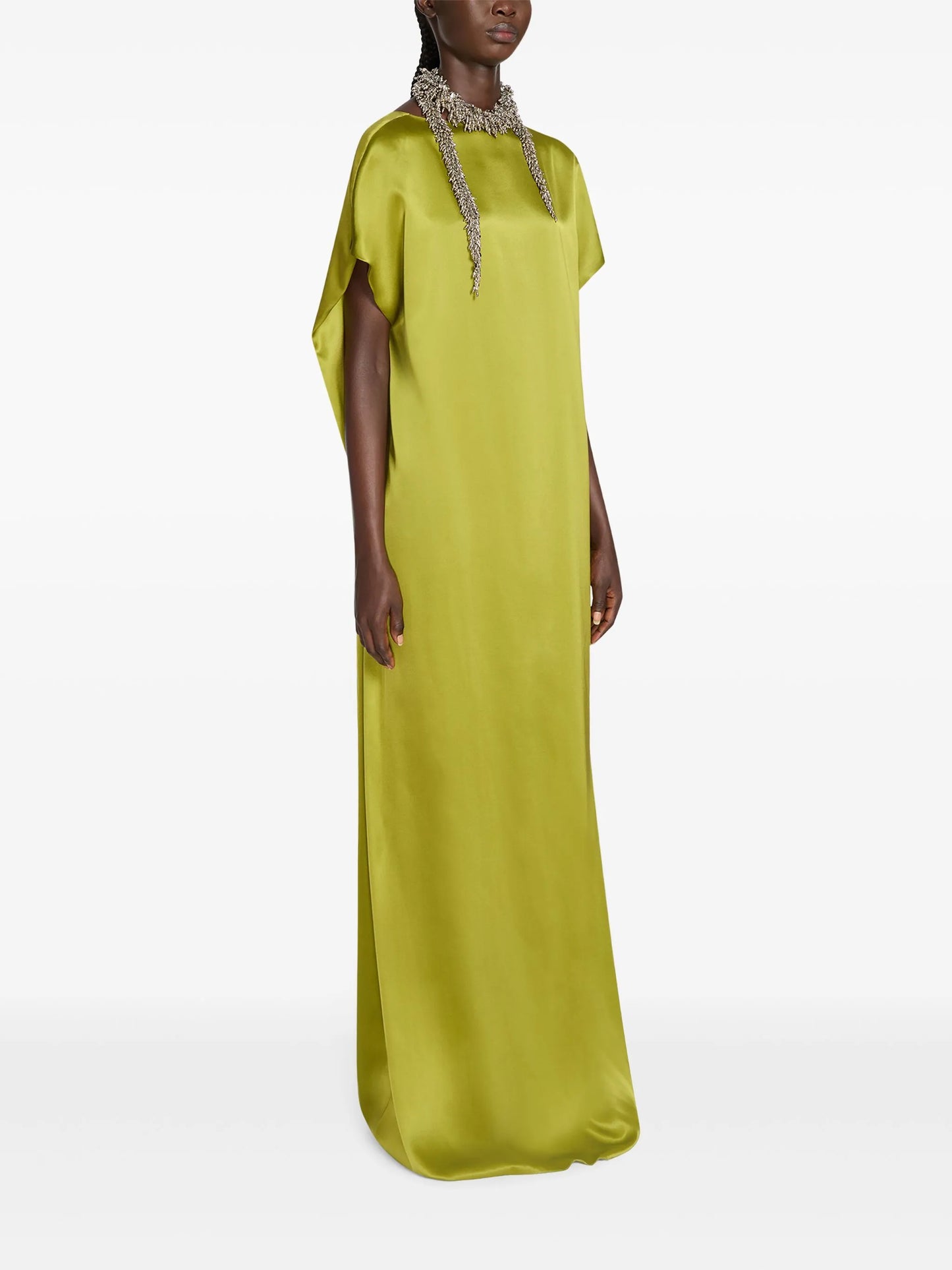 silk floor-length dress