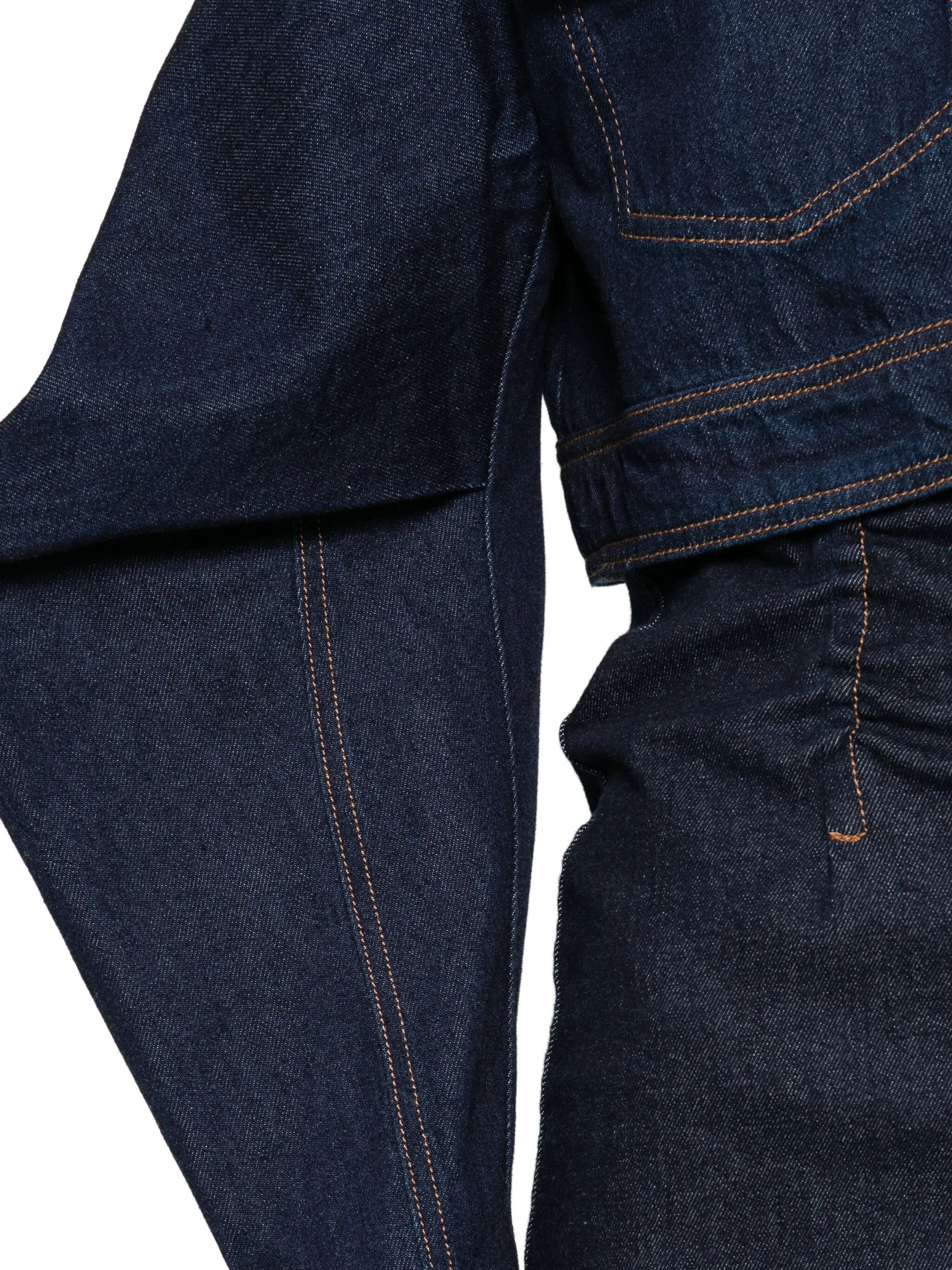 curved-sleeve denim jacket