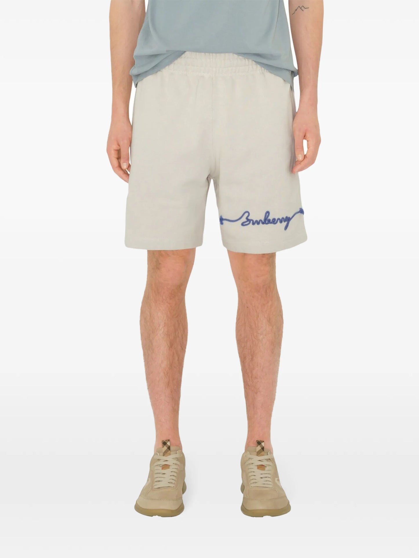 Knot-print cotton shorts