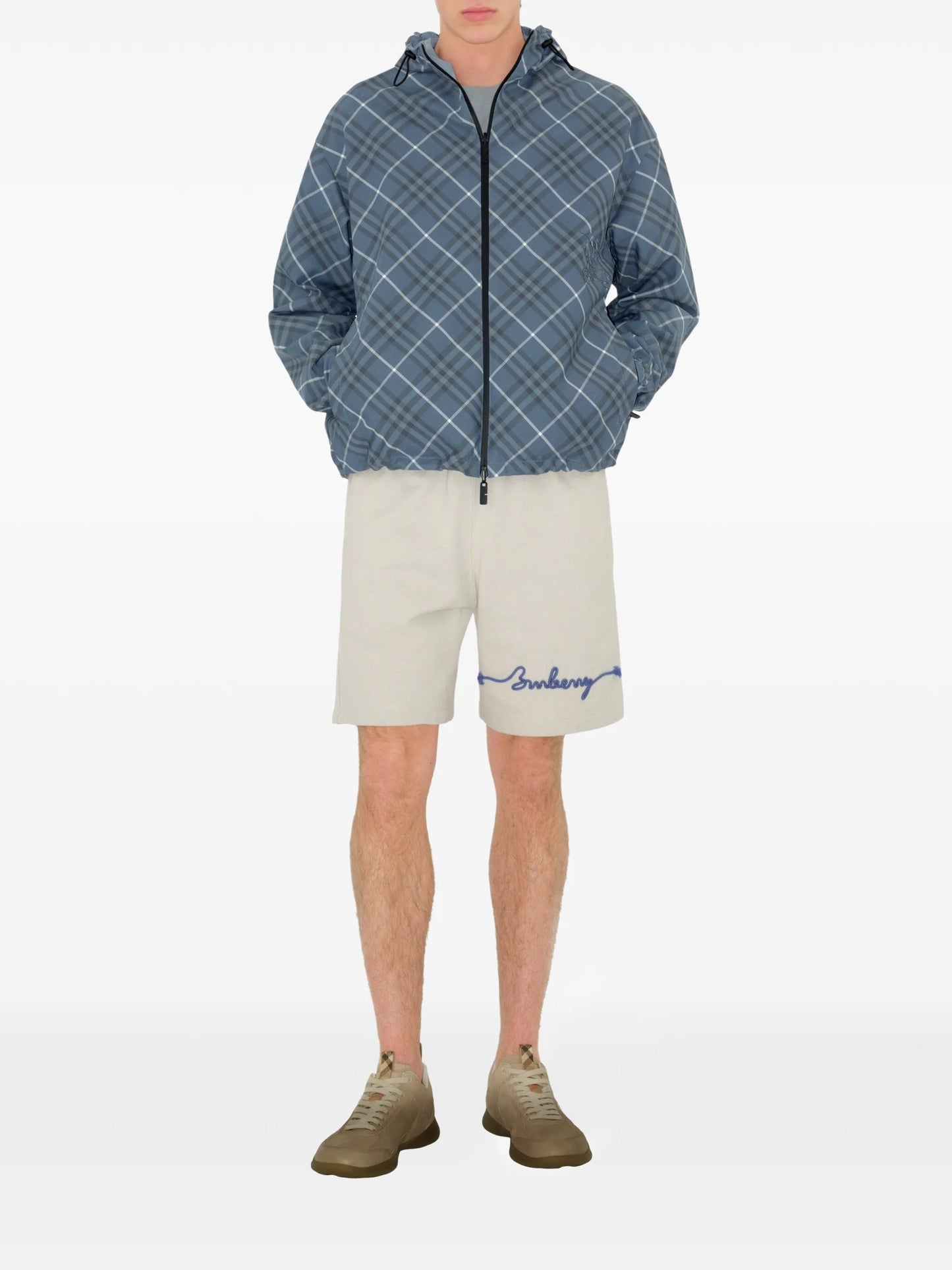 Knot-print cotton shorts