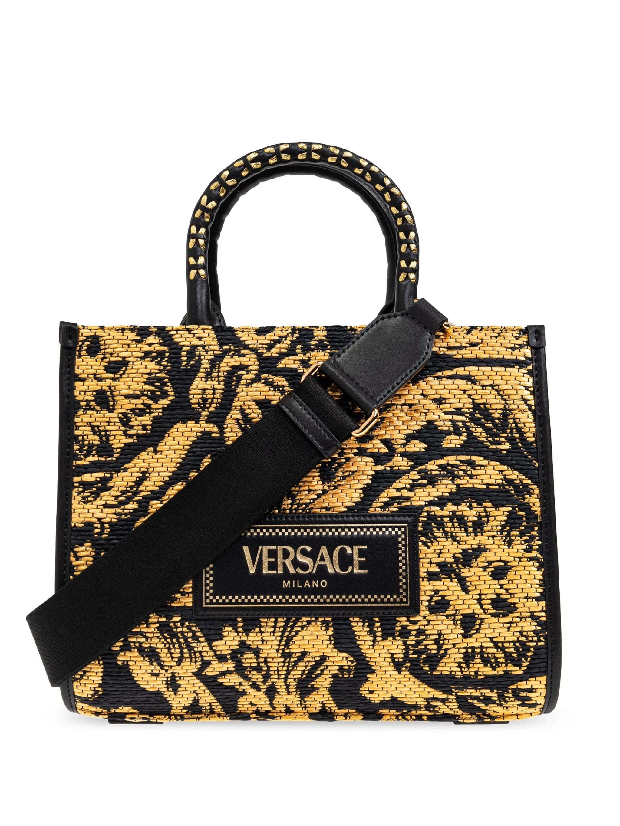small Barocco Athena raffia tote bag