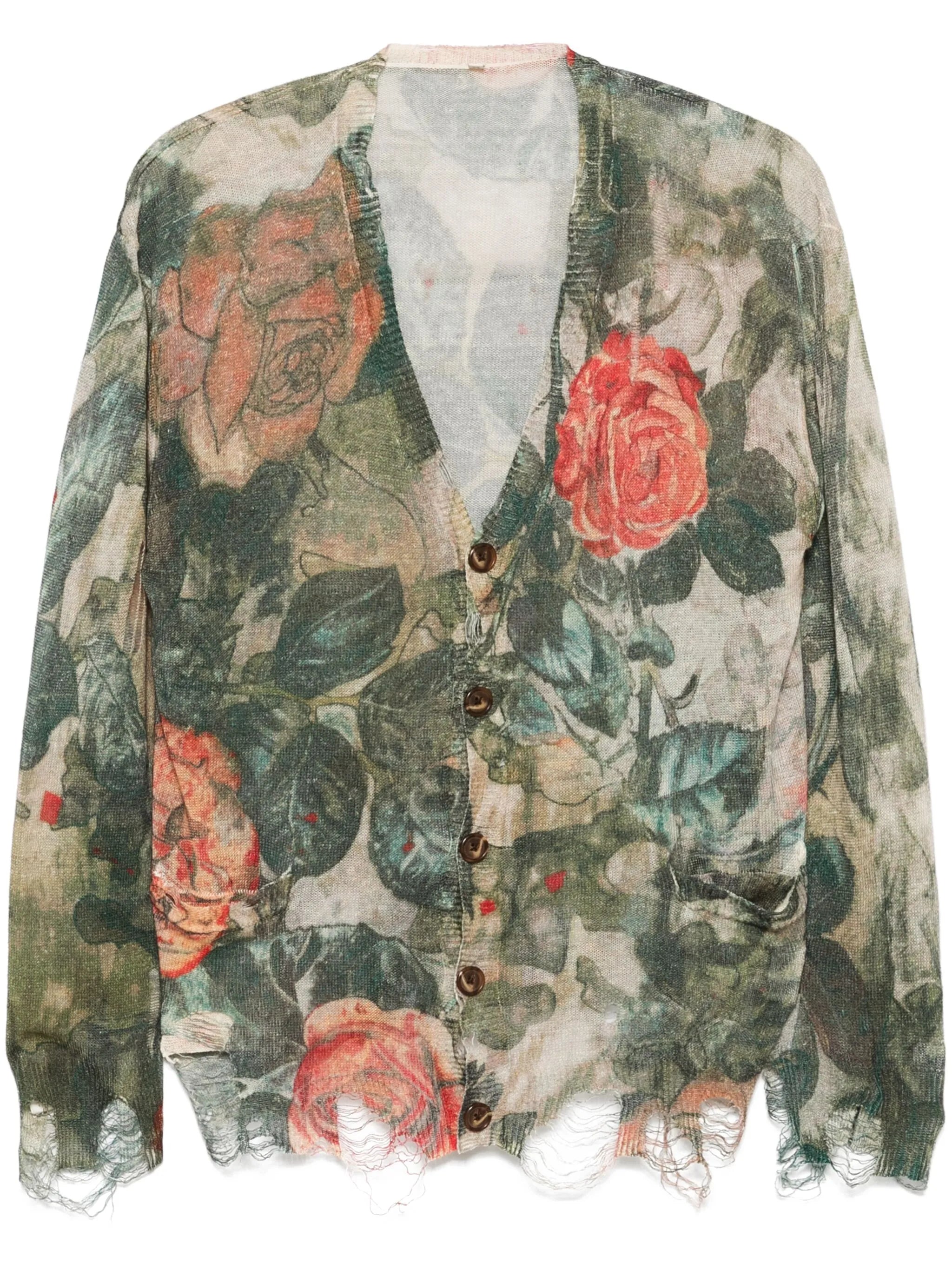 floral-print cardigan