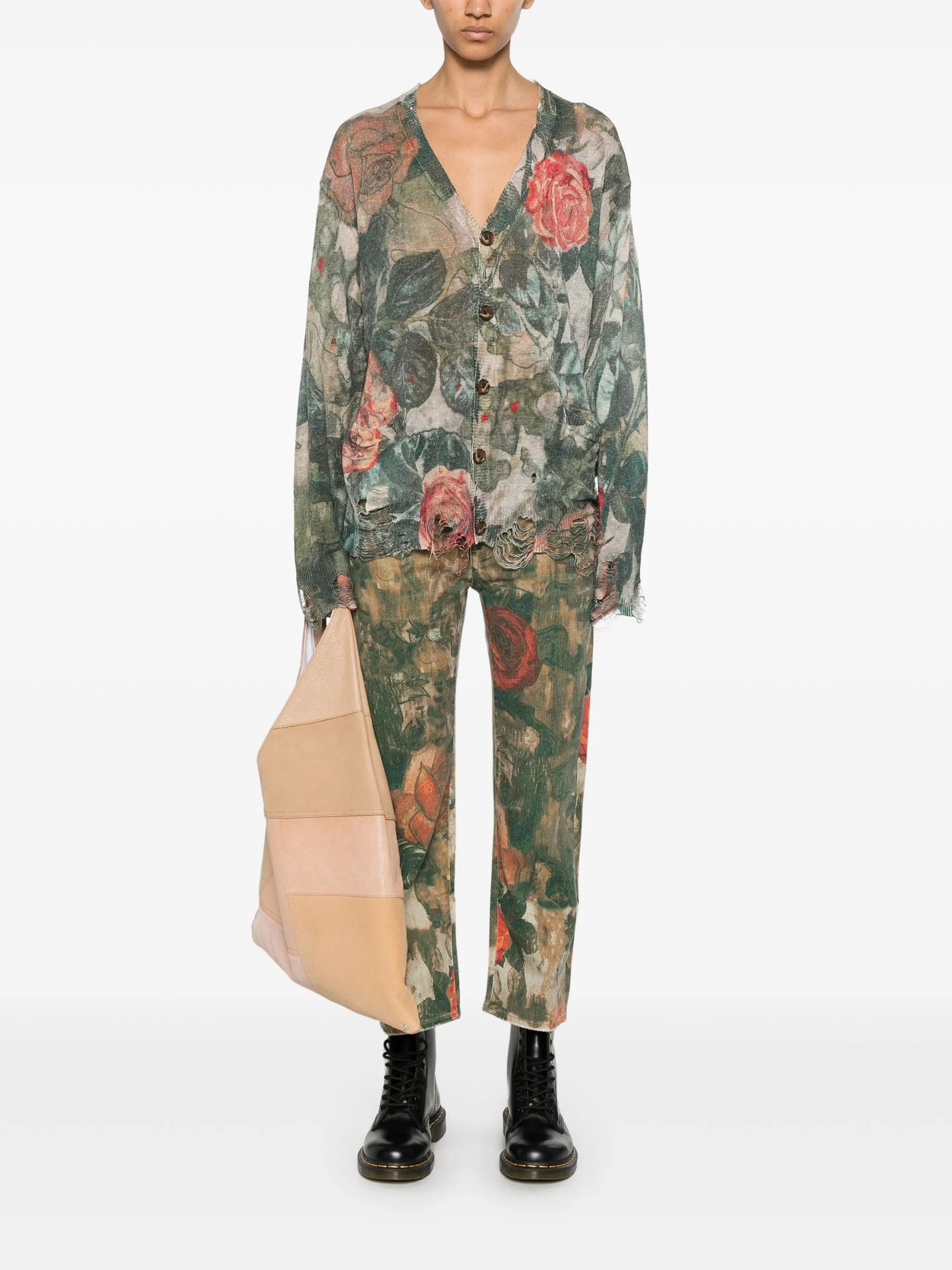 floral-print cardigan
