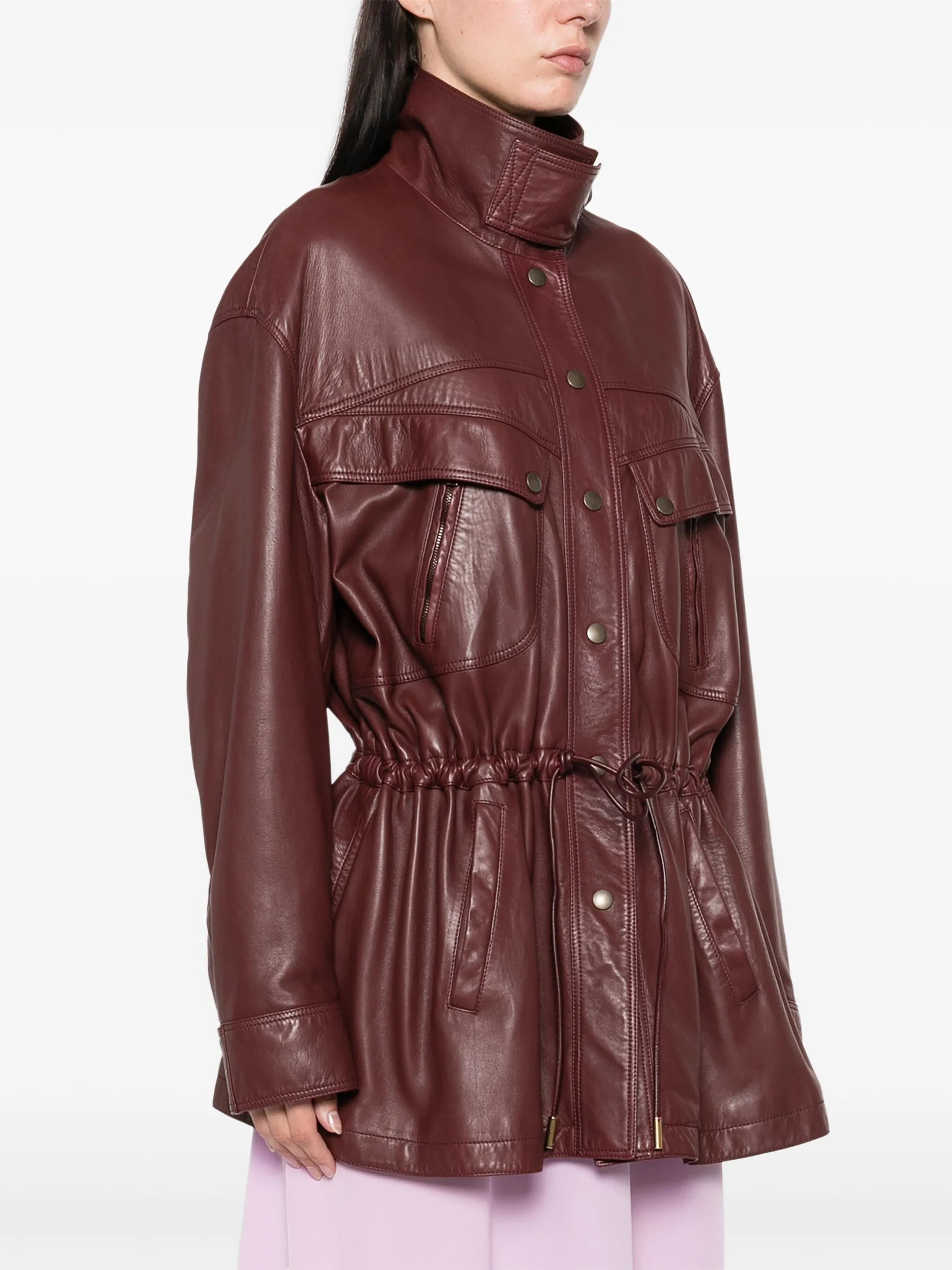 high-neck leather jacket