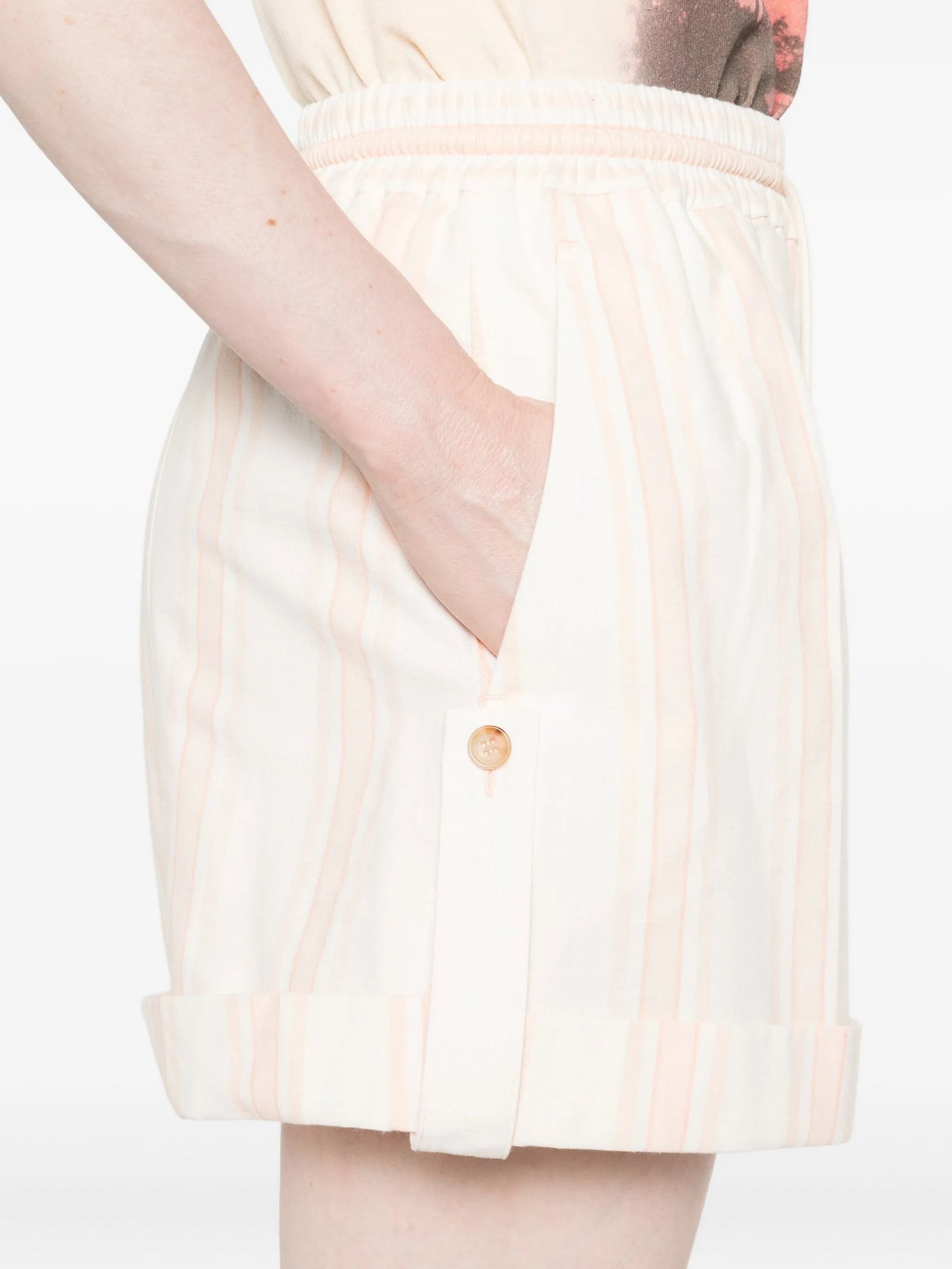 turn-up drawstring striped shorts